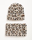 Ensemble bonnet et écharpe - imprimé léopard, beige - JBC