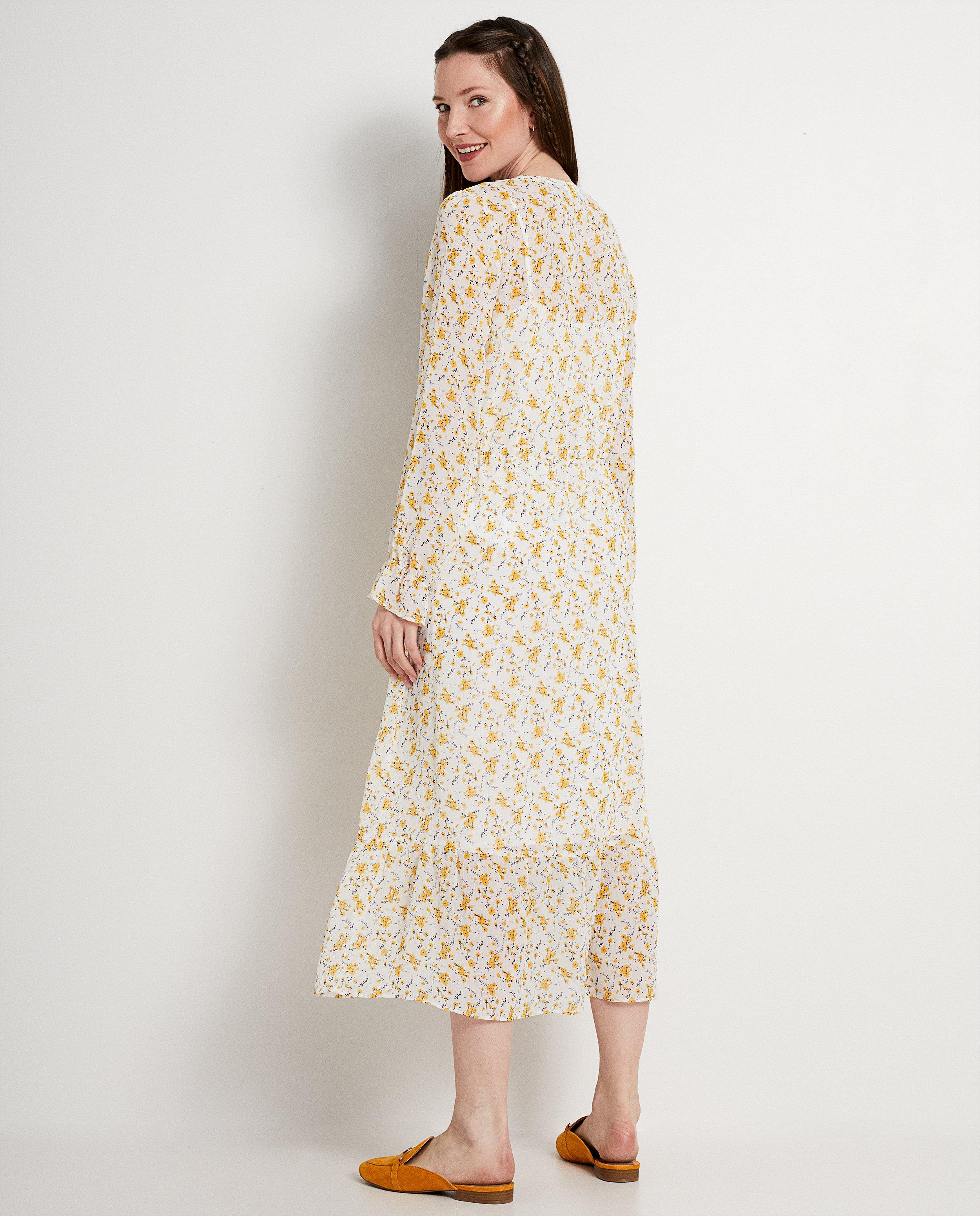 Kleedjes - Witte jurk met gele bloemenprint