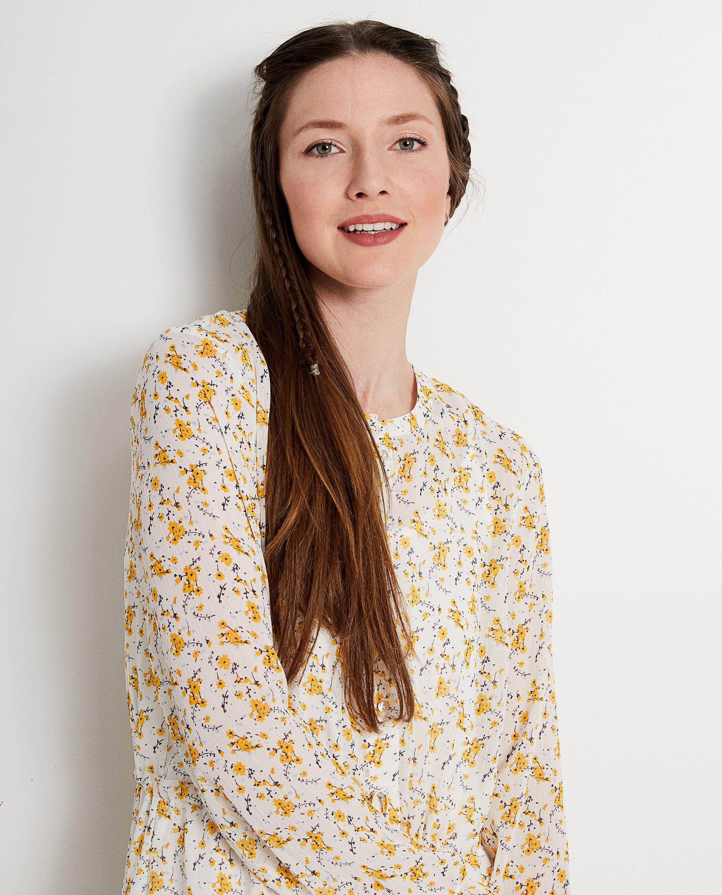 Kleedjes - Witte jurk met gele bloemenprint
