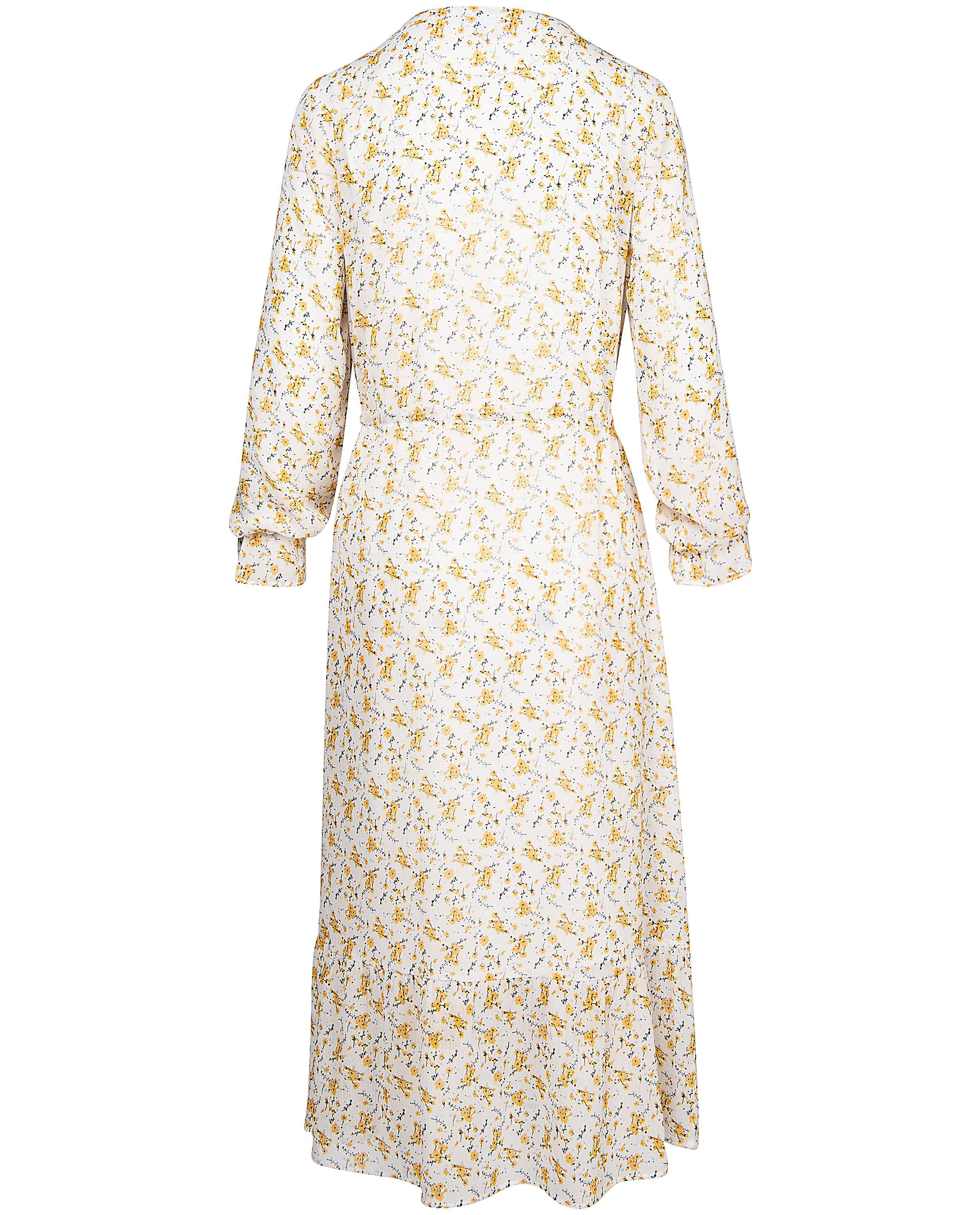 Kleedjes - Witte jurk met gele bloemenprint