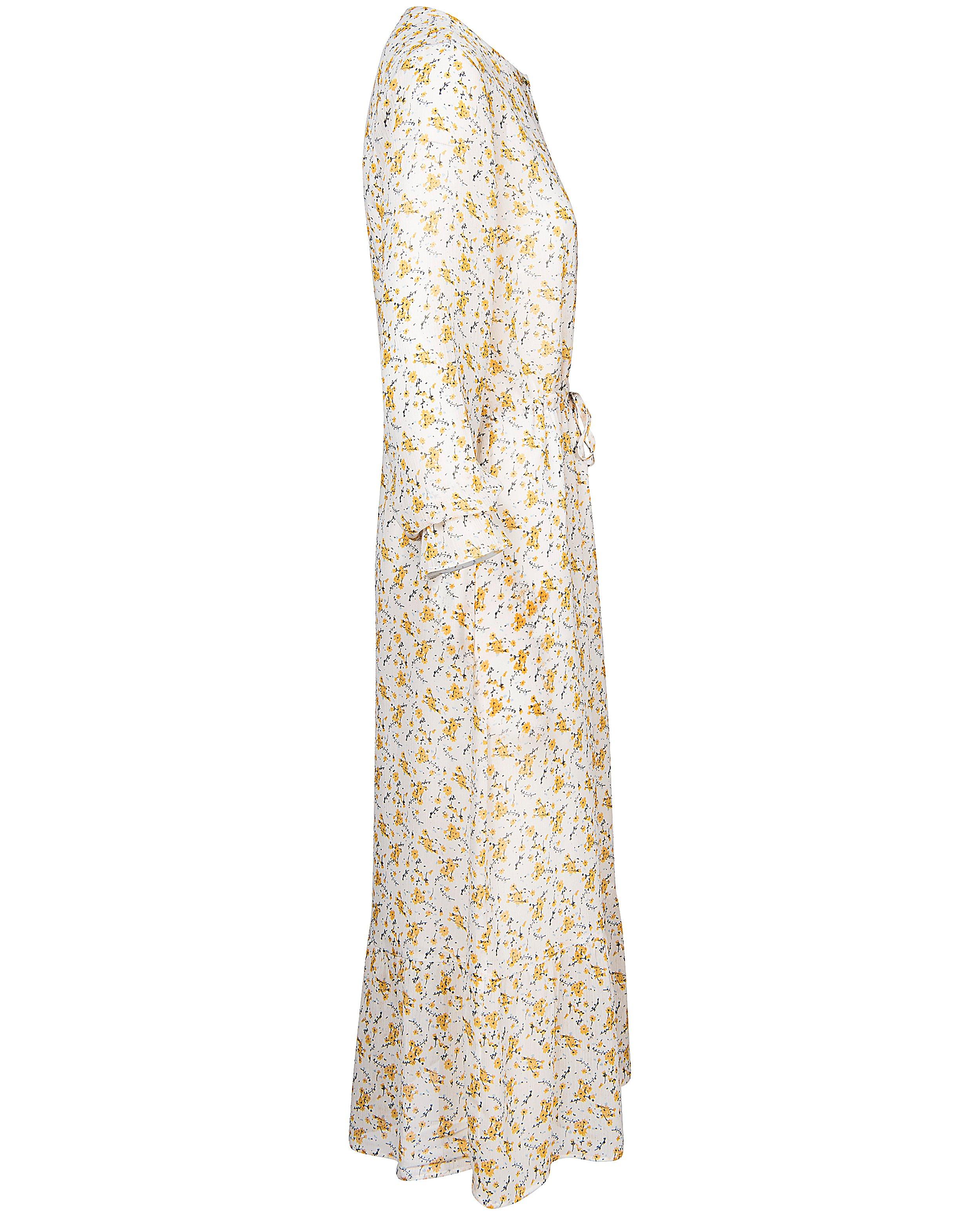 Kleedjes - Witte jurk met gele bloemenprint