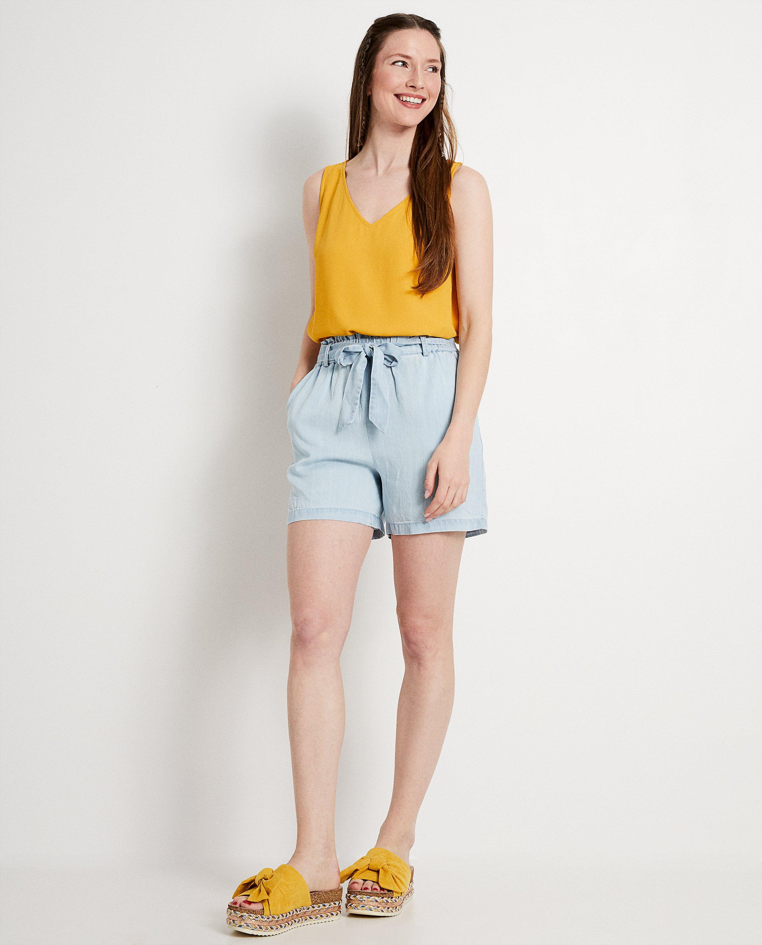 Top ocre, dos avec dentelle - dentelle fleurie - JBC