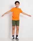 Oranje T-shirt met print BESTies - in fluokleuren - Besties