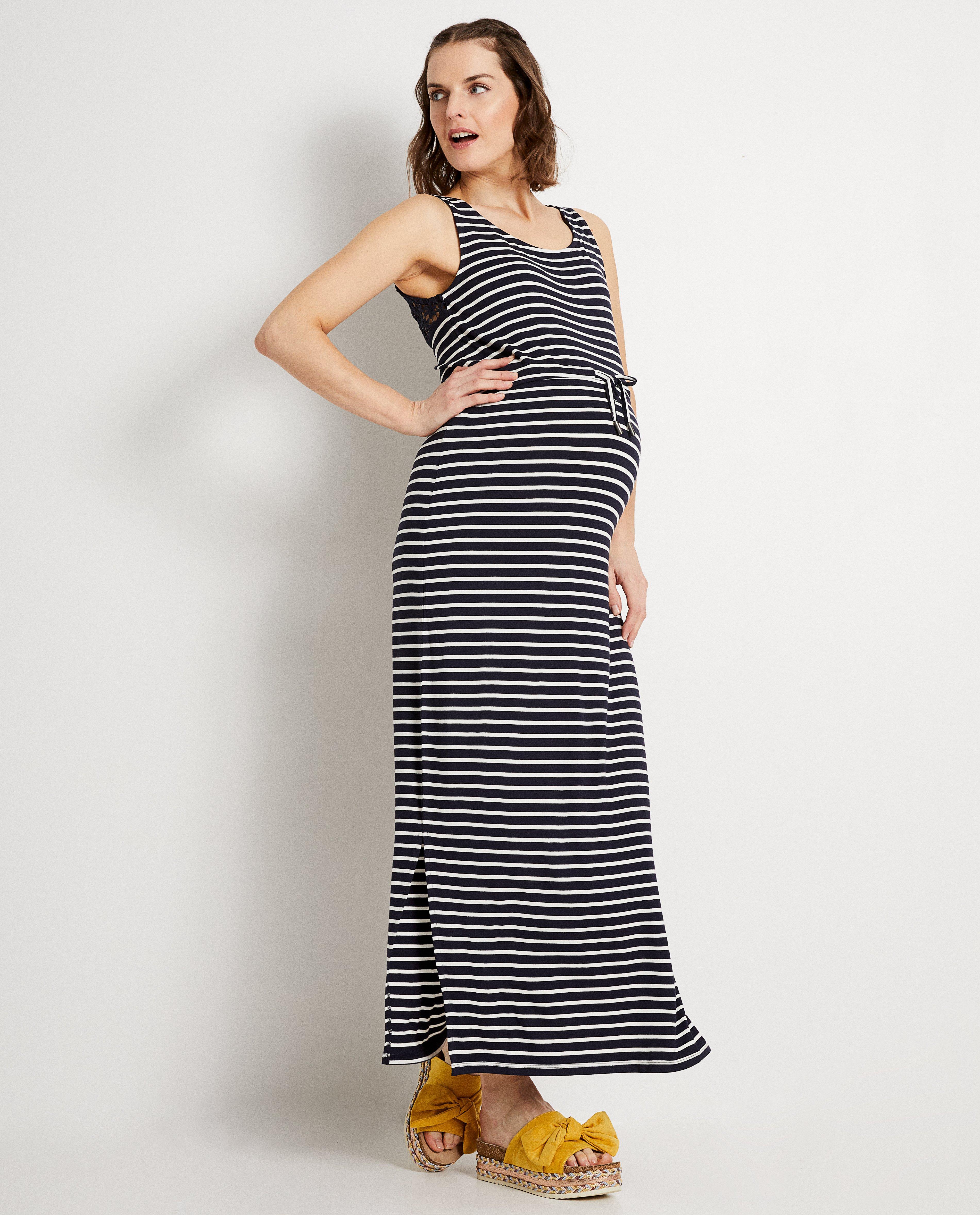 Robe maxi bleu foncé JoliRonde - rayures - Joli Ronde