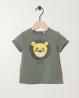 T-shirt kaki, imprimé d’un lion - bord côtelé élastique - JBC