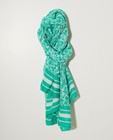 Groene sjaal met witte print Pieces - en strepen - JBC