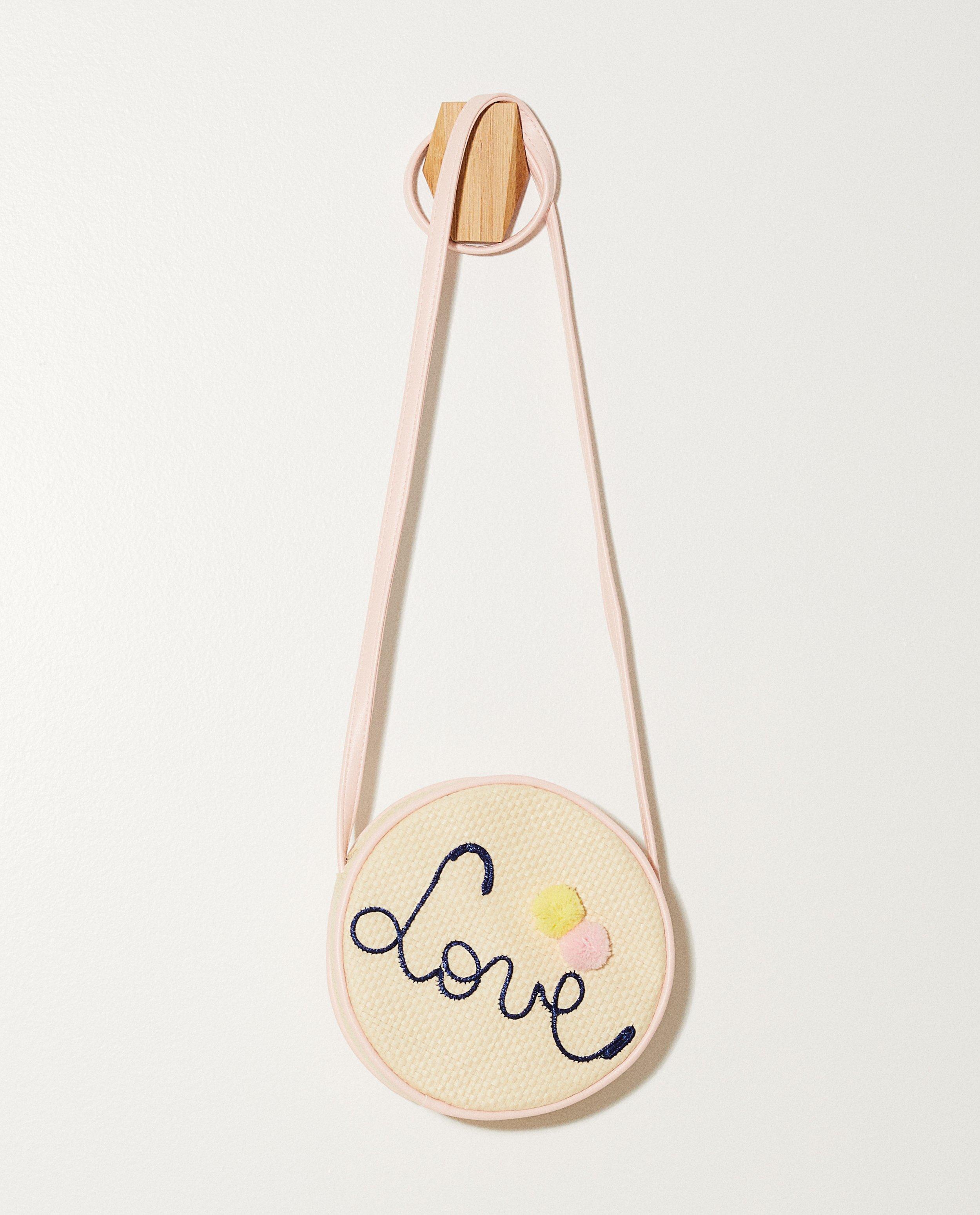 Sac en paille  - inscription, accent rose - Milla Star