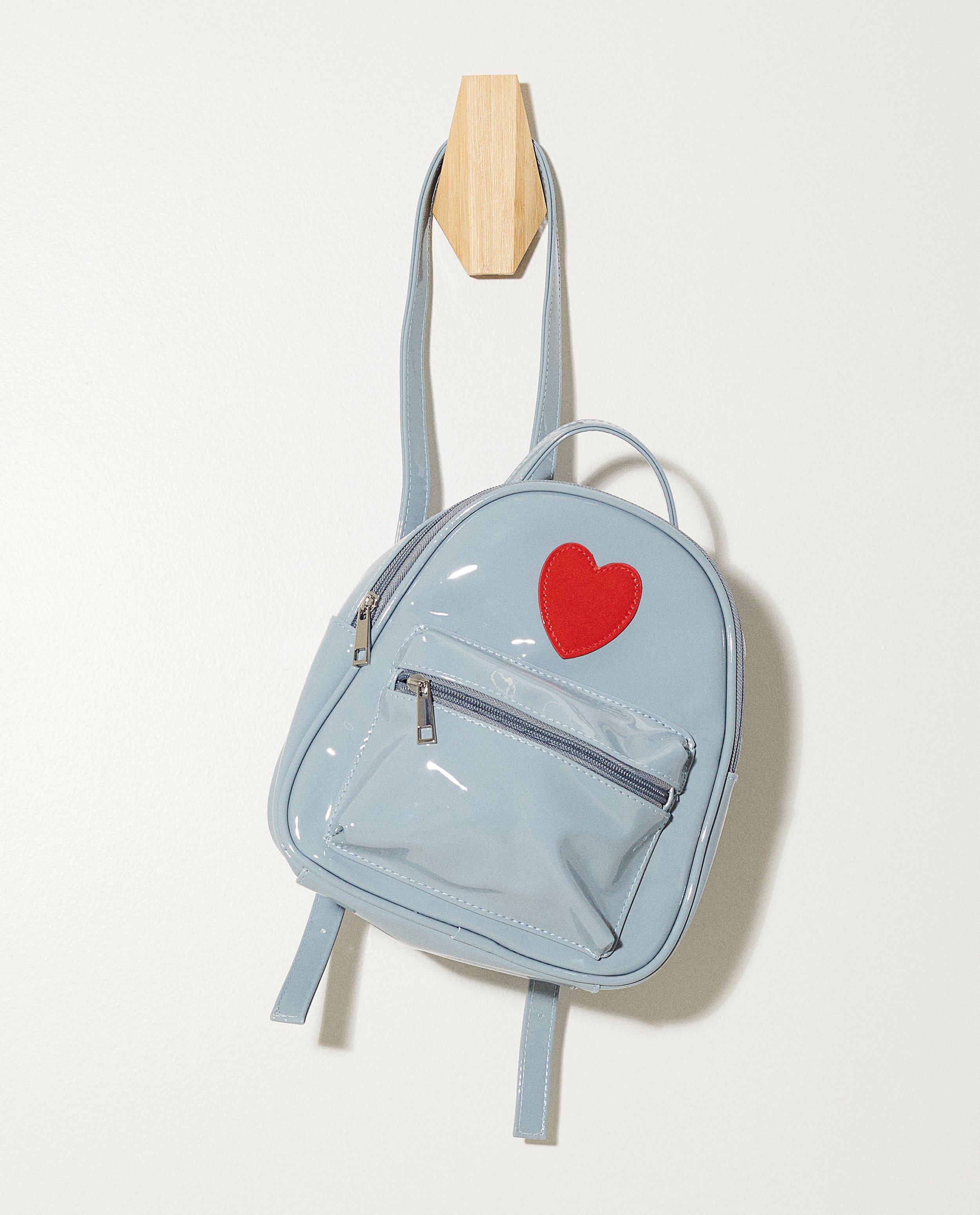 Sac à dos bleu brillant  - petit cœur, polyuréthane - JBC