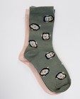 2 paires de chaussettes - singes - vertes et roses - JBC