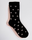 2 paires de chaussettes - cœurs - noires et roses - JBC