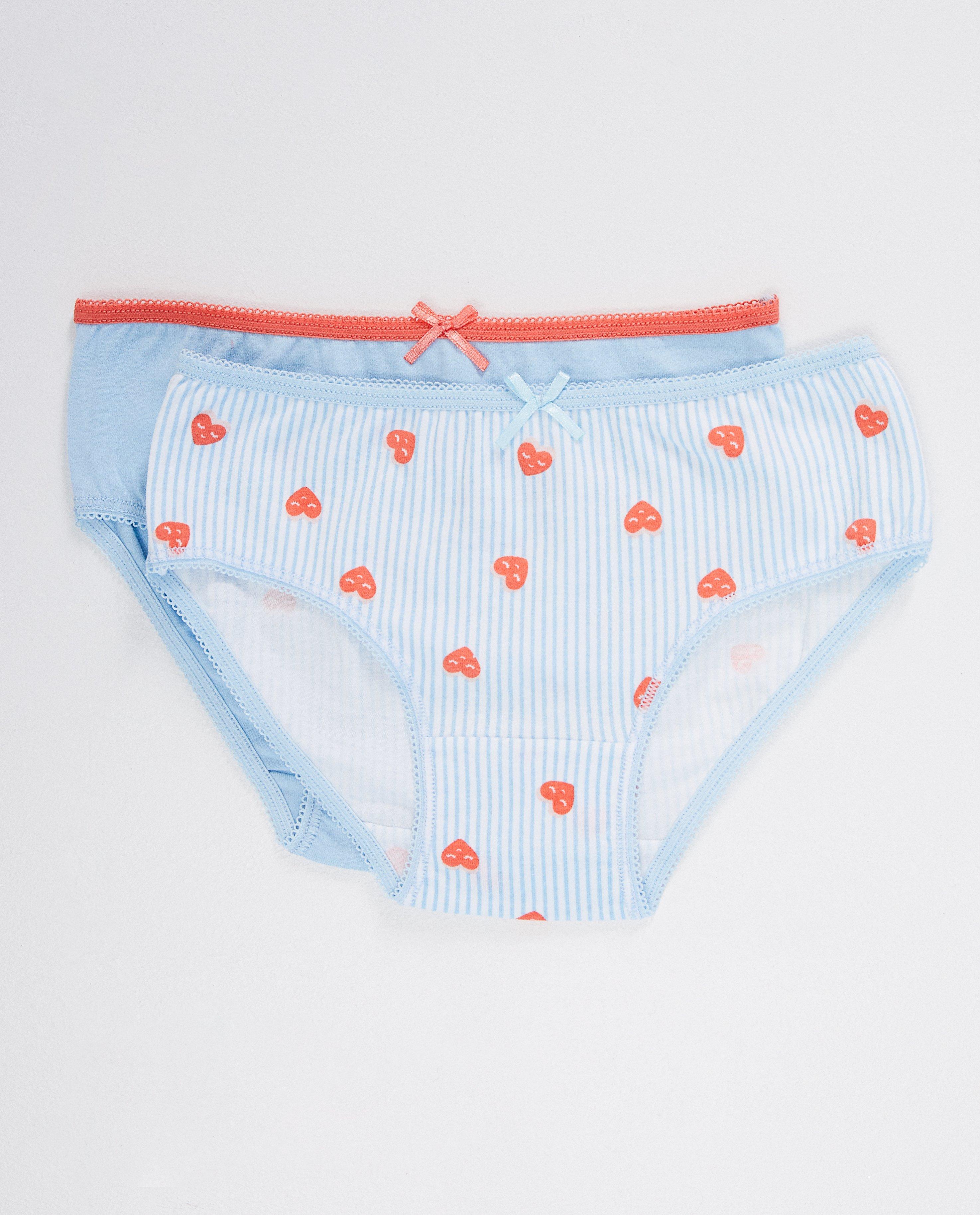Lot de 2 slips - bleu + cœurs - bleus et blancs - JBC