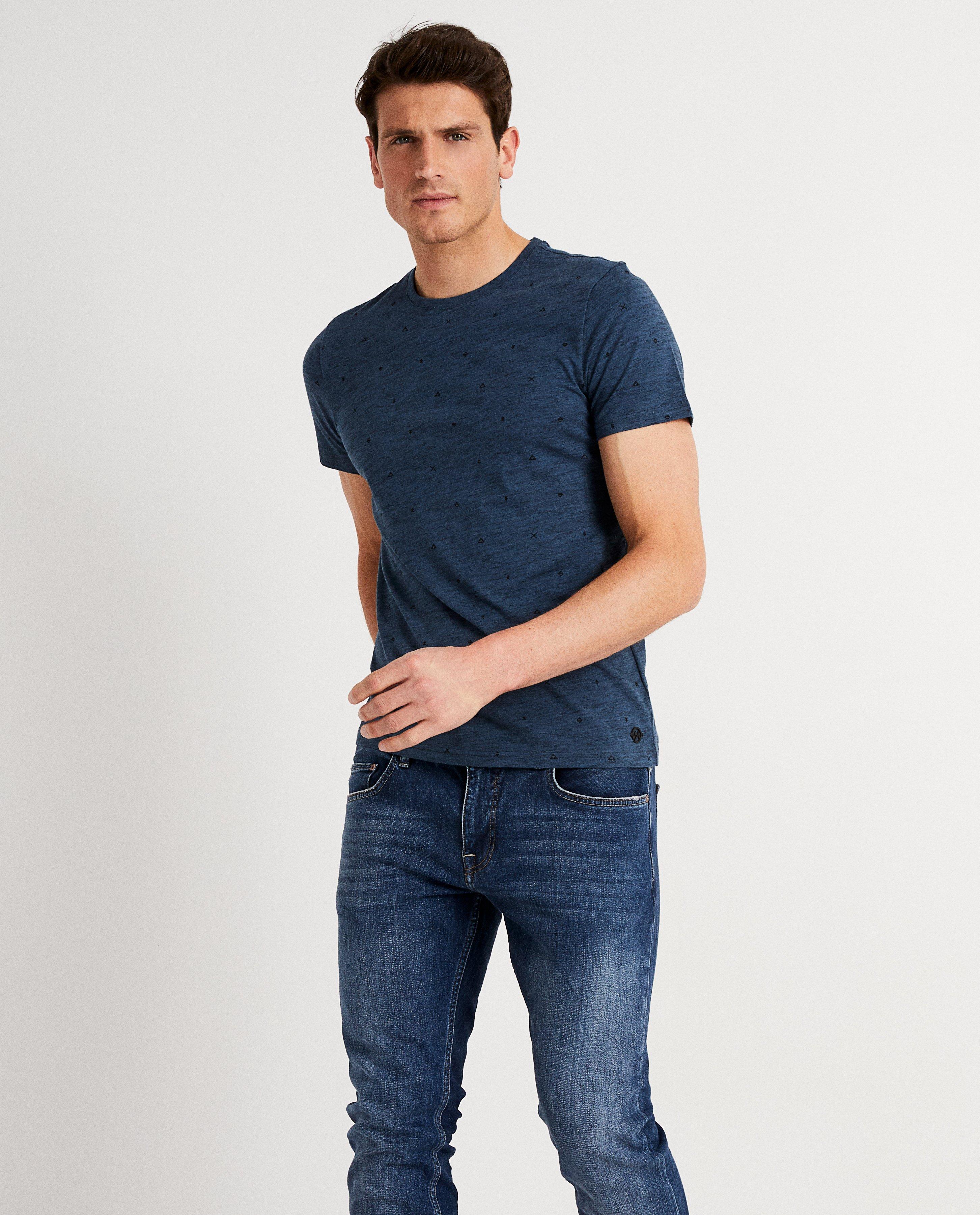 T-shirts - T-shirt bleu à imprimé