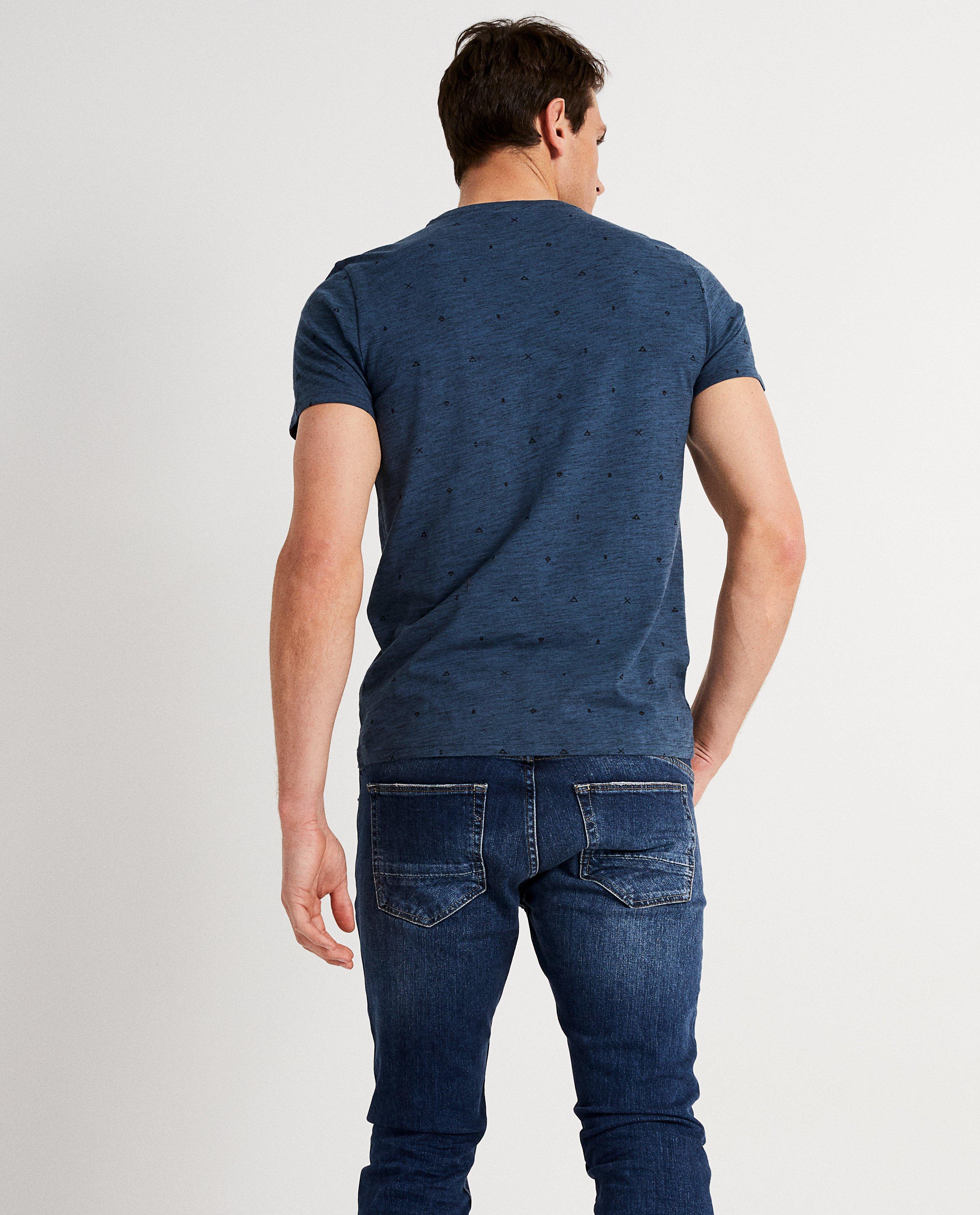 T-shirts - T-shirt bleu à imprimé