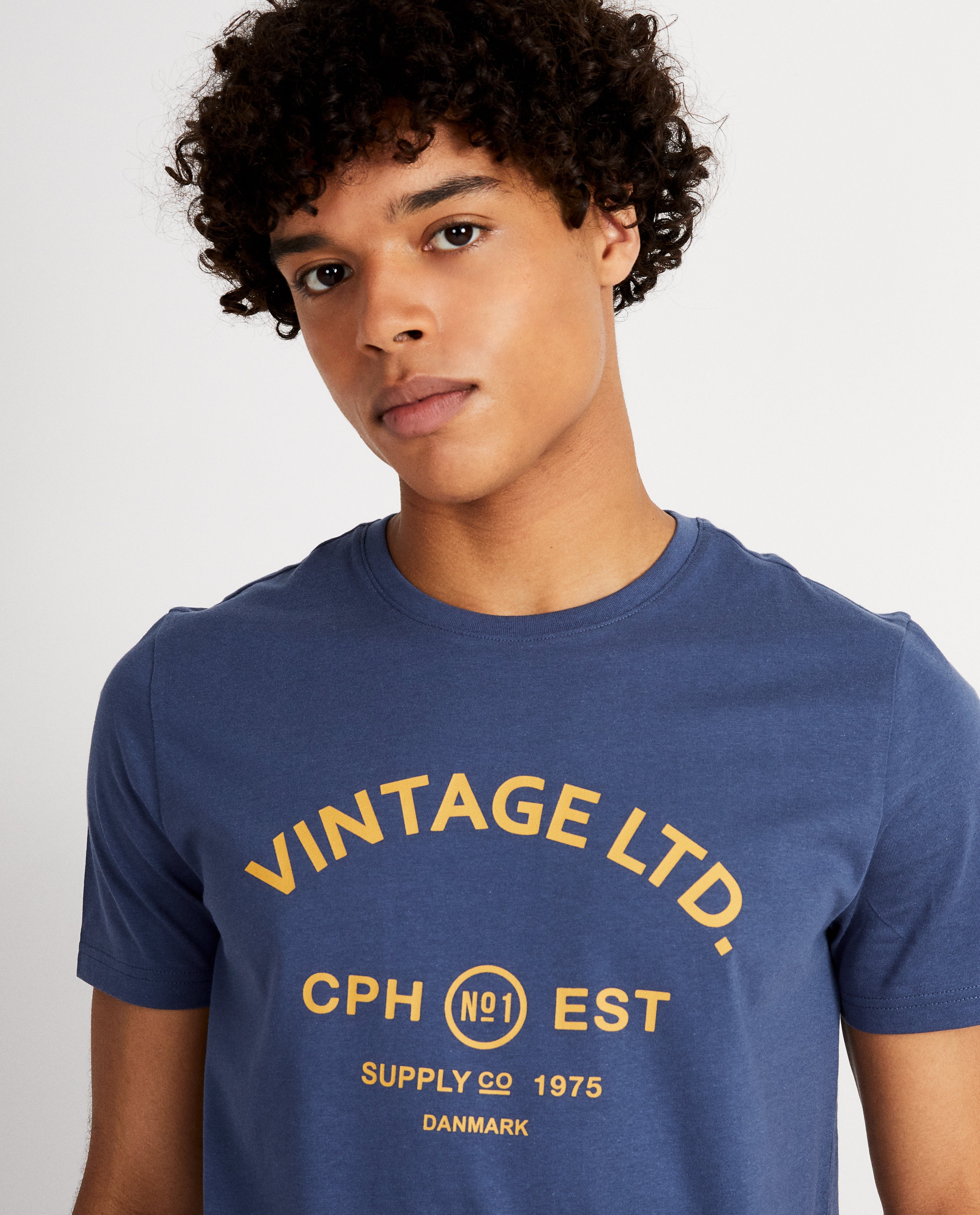 T-shirts - T-shirt bleu avec imprimé vintage
