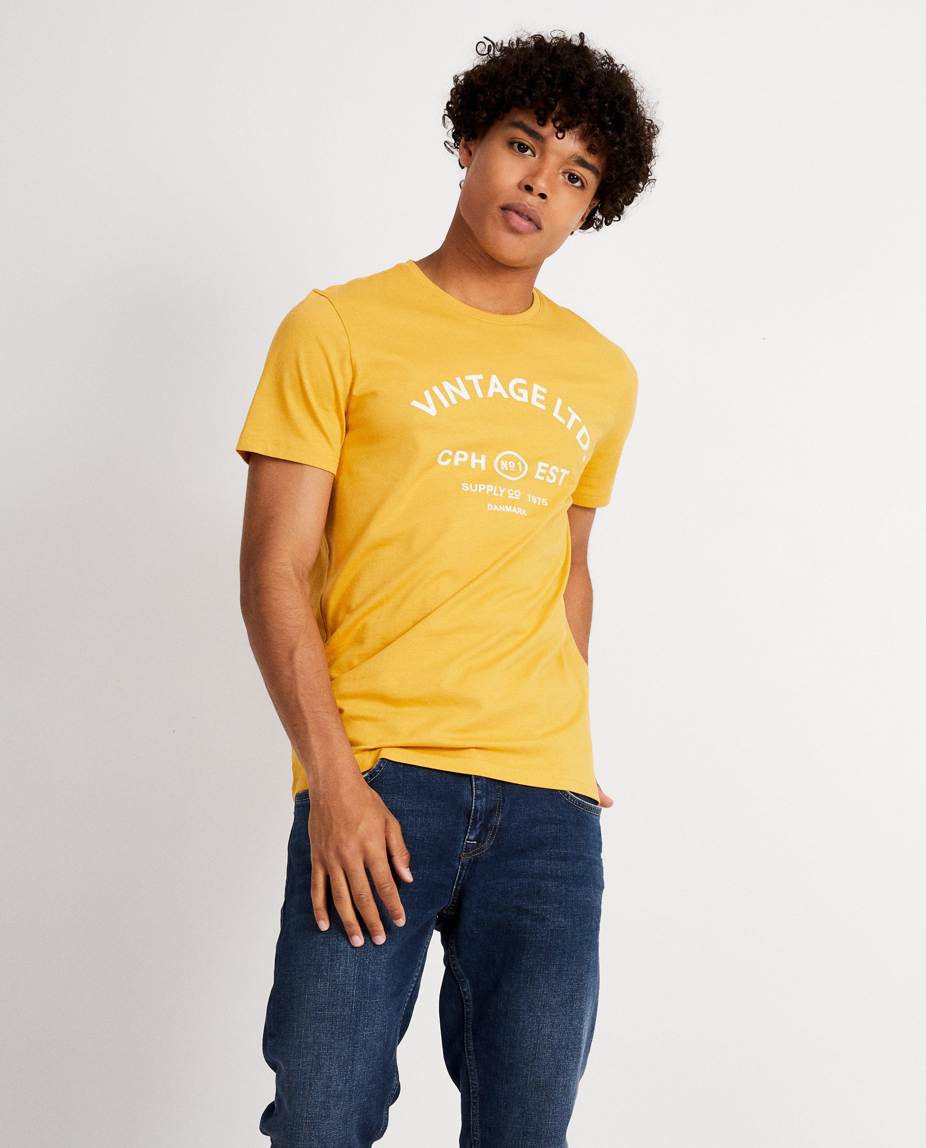 T-shirts - Geel T-shirt met 'vintage'-print