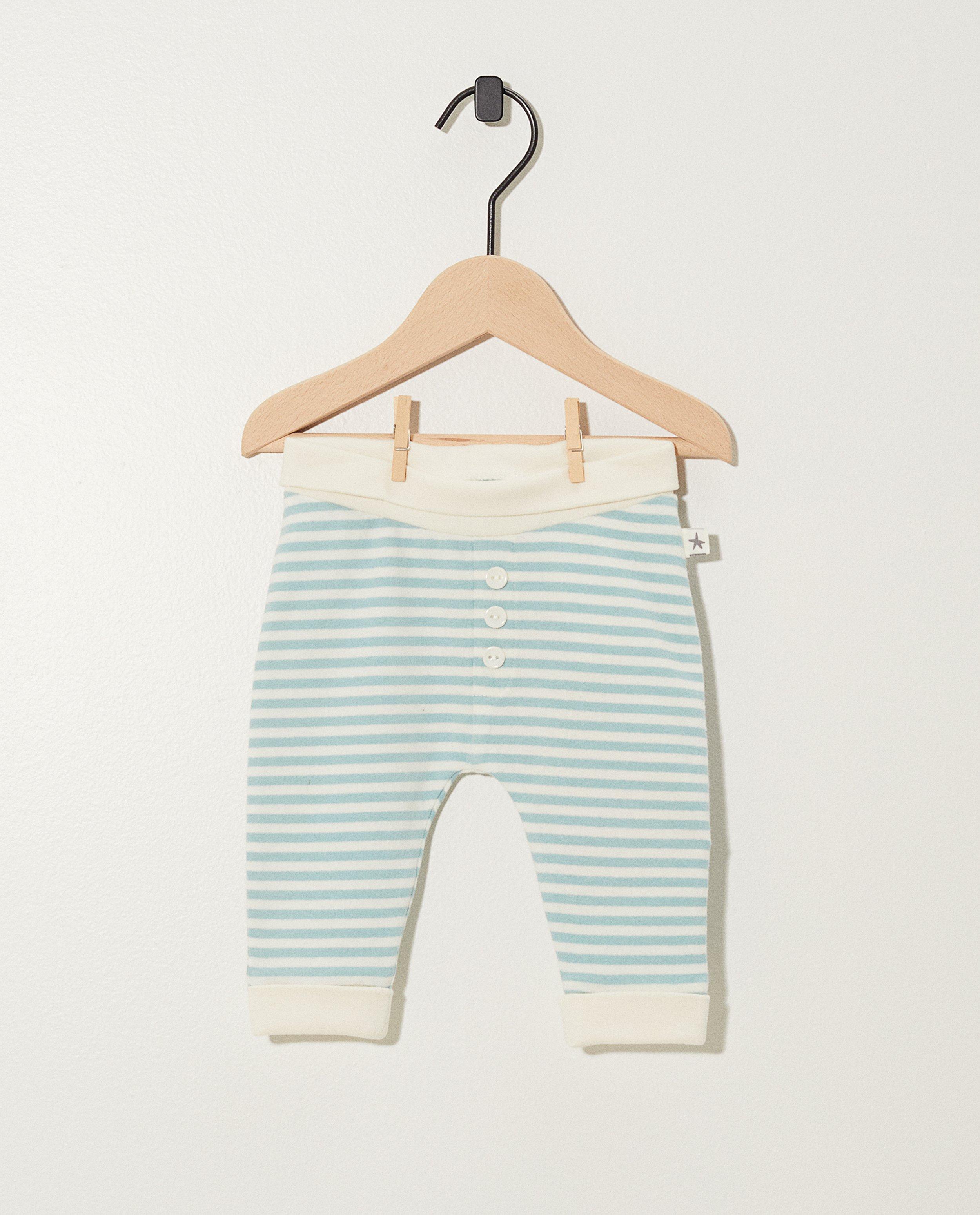 meegroeibroekje van biokatoen - in wit en blauwgroen - Newborn 50-68