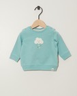 Blauwgroene sweater van biokatoen - met print - Newborn 50-68