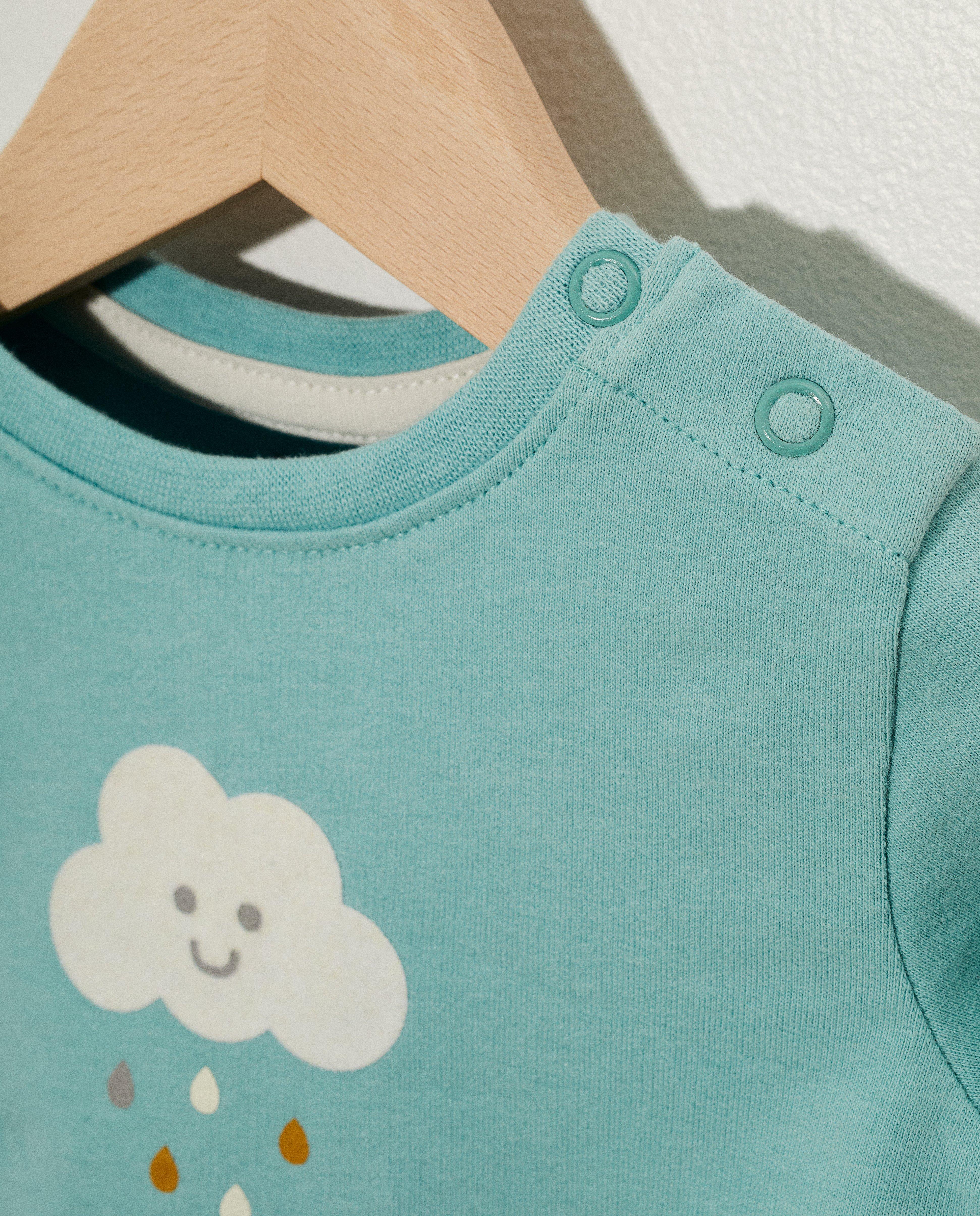 Sweaters - Blauwgroene sweater van biokatoen