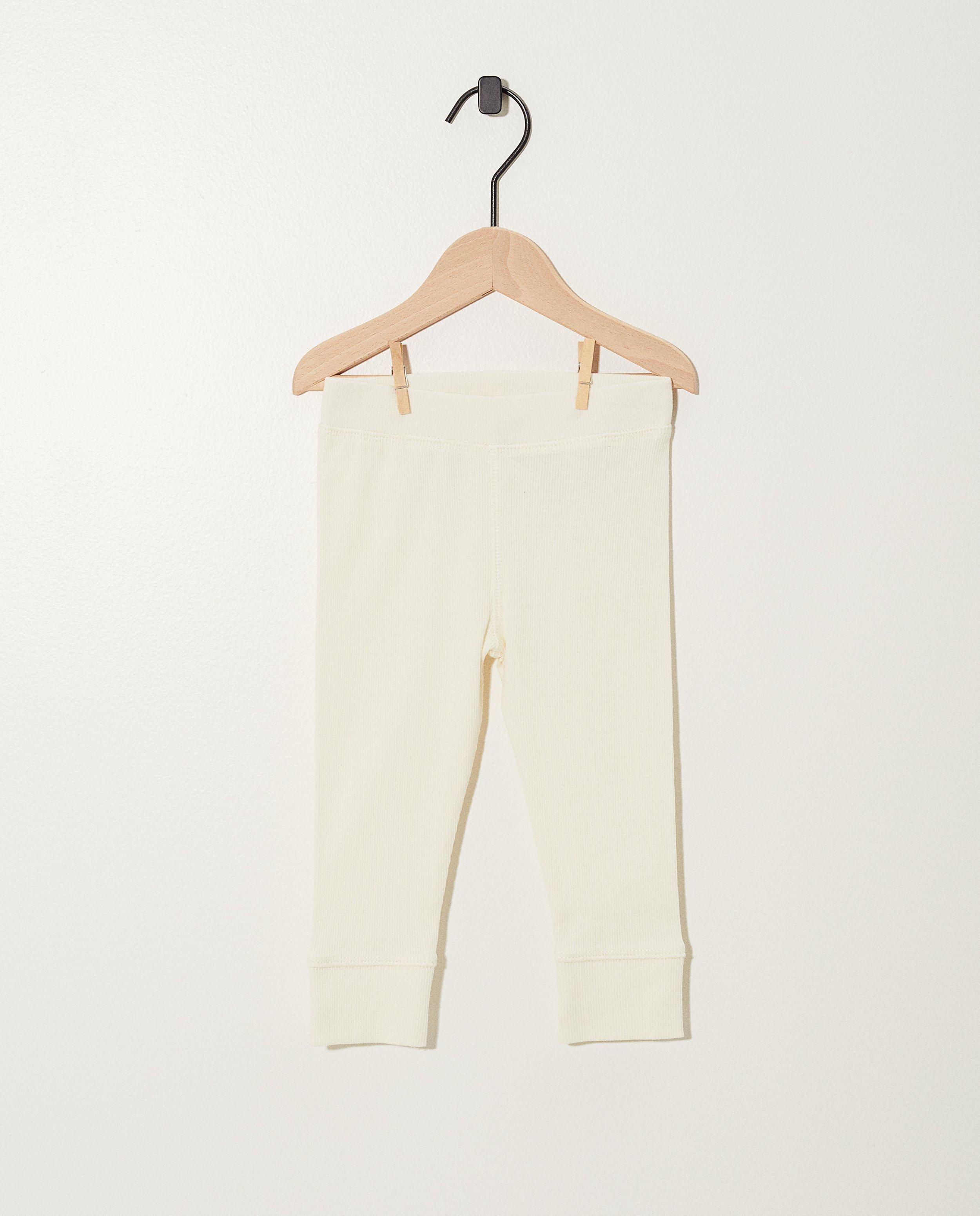 Leggings blancs en coton bio - relief côtelé - Newborn 50-68