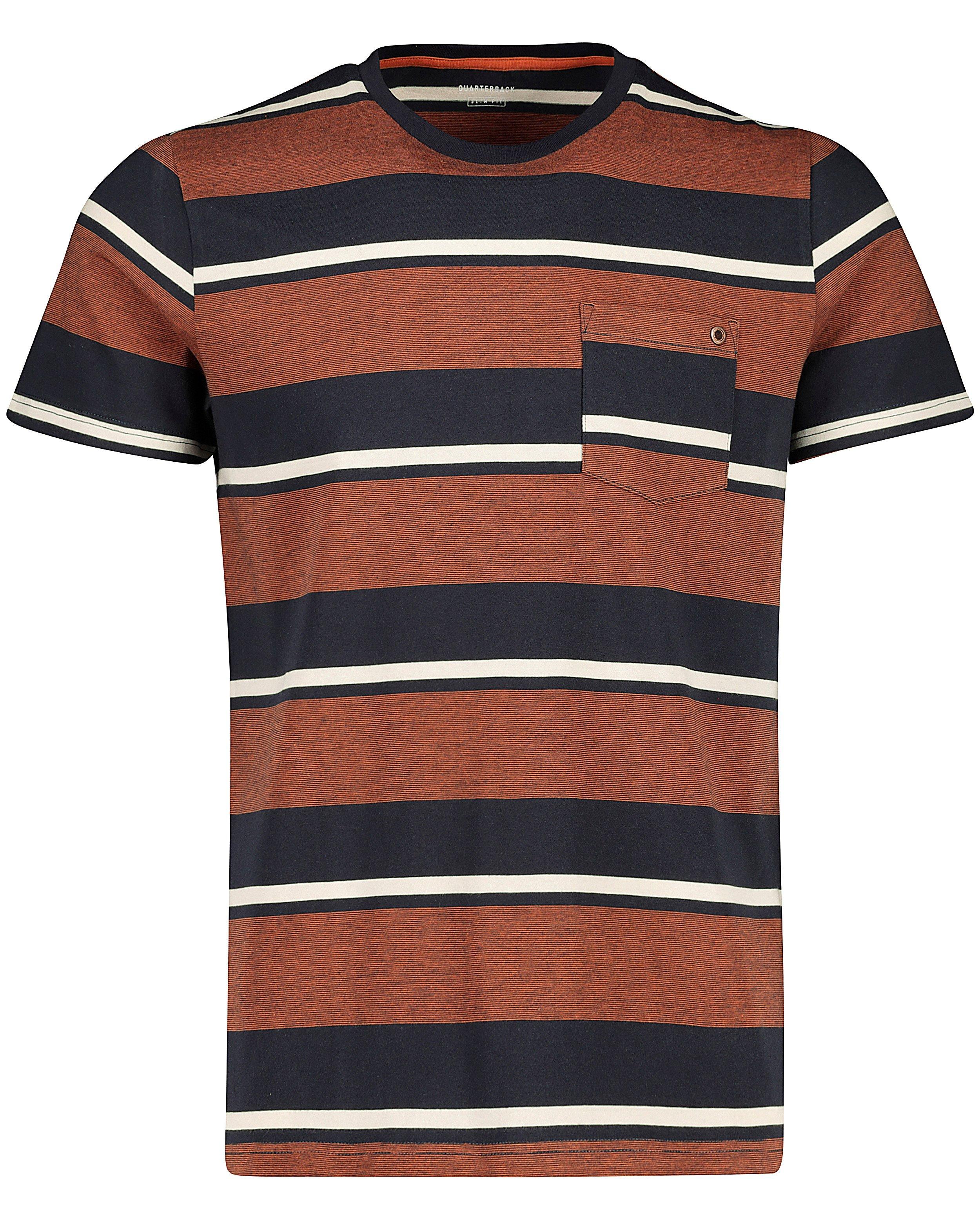 Bruin T-shirt met strepen - van donkerblauw en wit - JBC