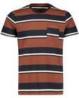 T-shirt brun, rayures - bleu foncé et blanches - JBC