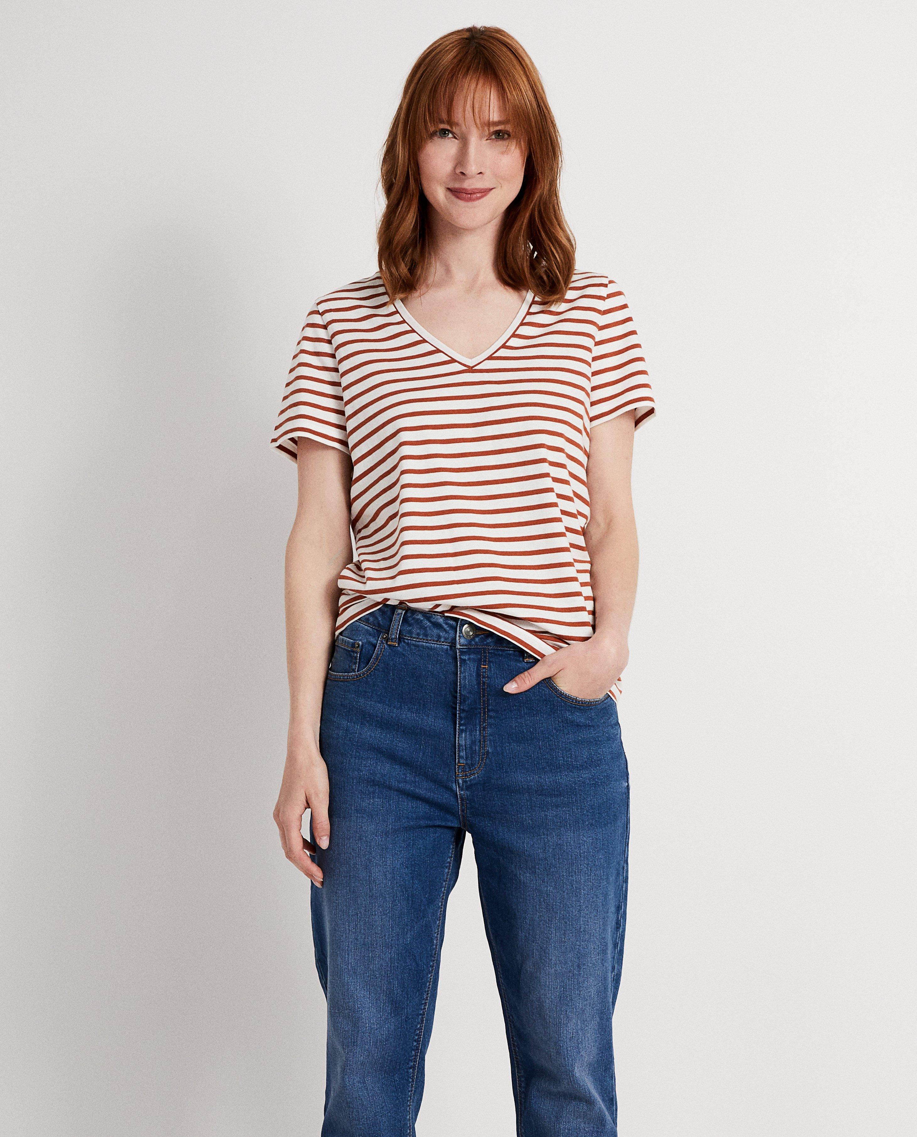 Wit T-shirt met bruine strepen - Product Detail - meerkleurig - afbeelding nummer 2