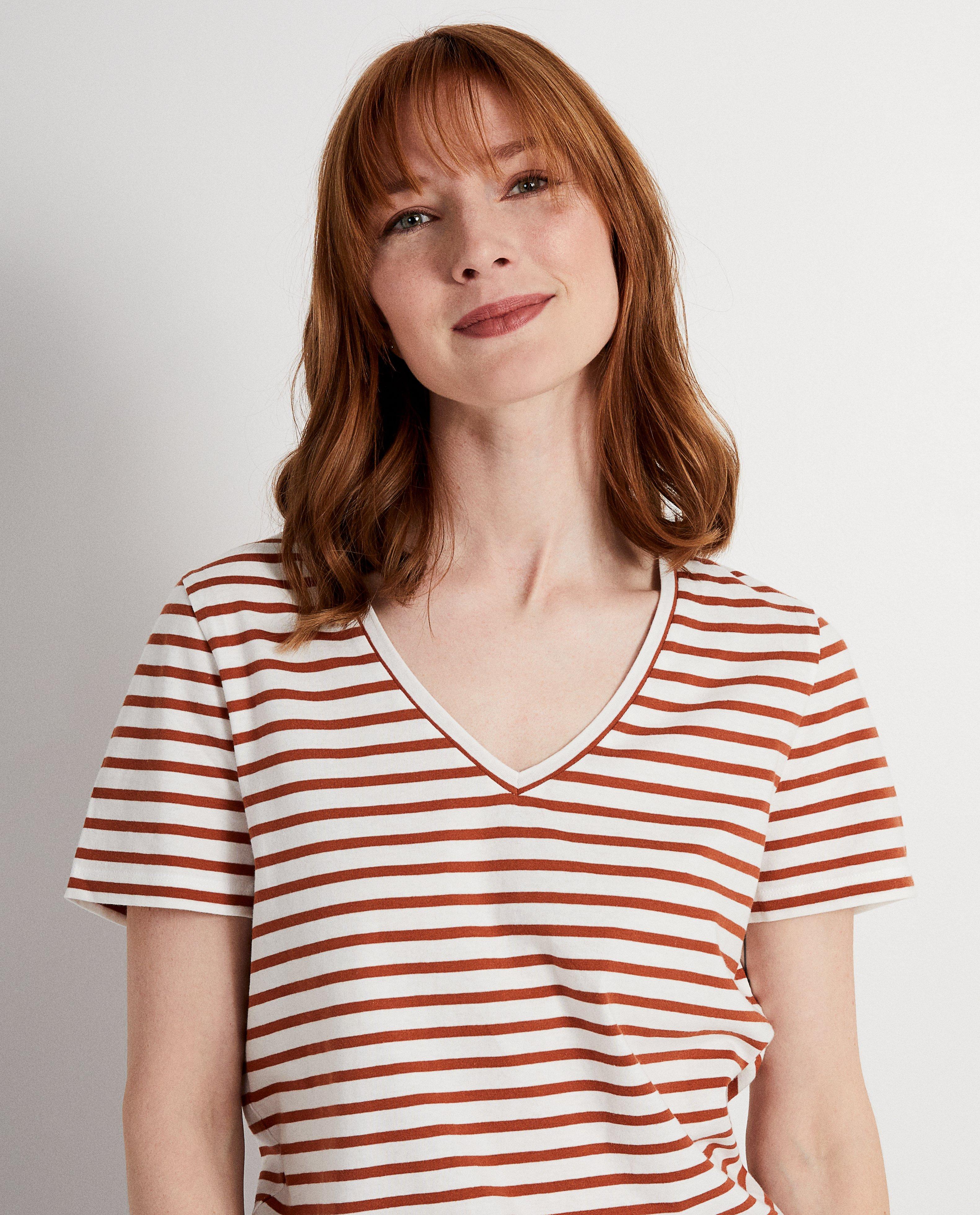 Wit T-shirt met bruine strepen - Product Detail - meerkleurig - afbeelding nummer 4