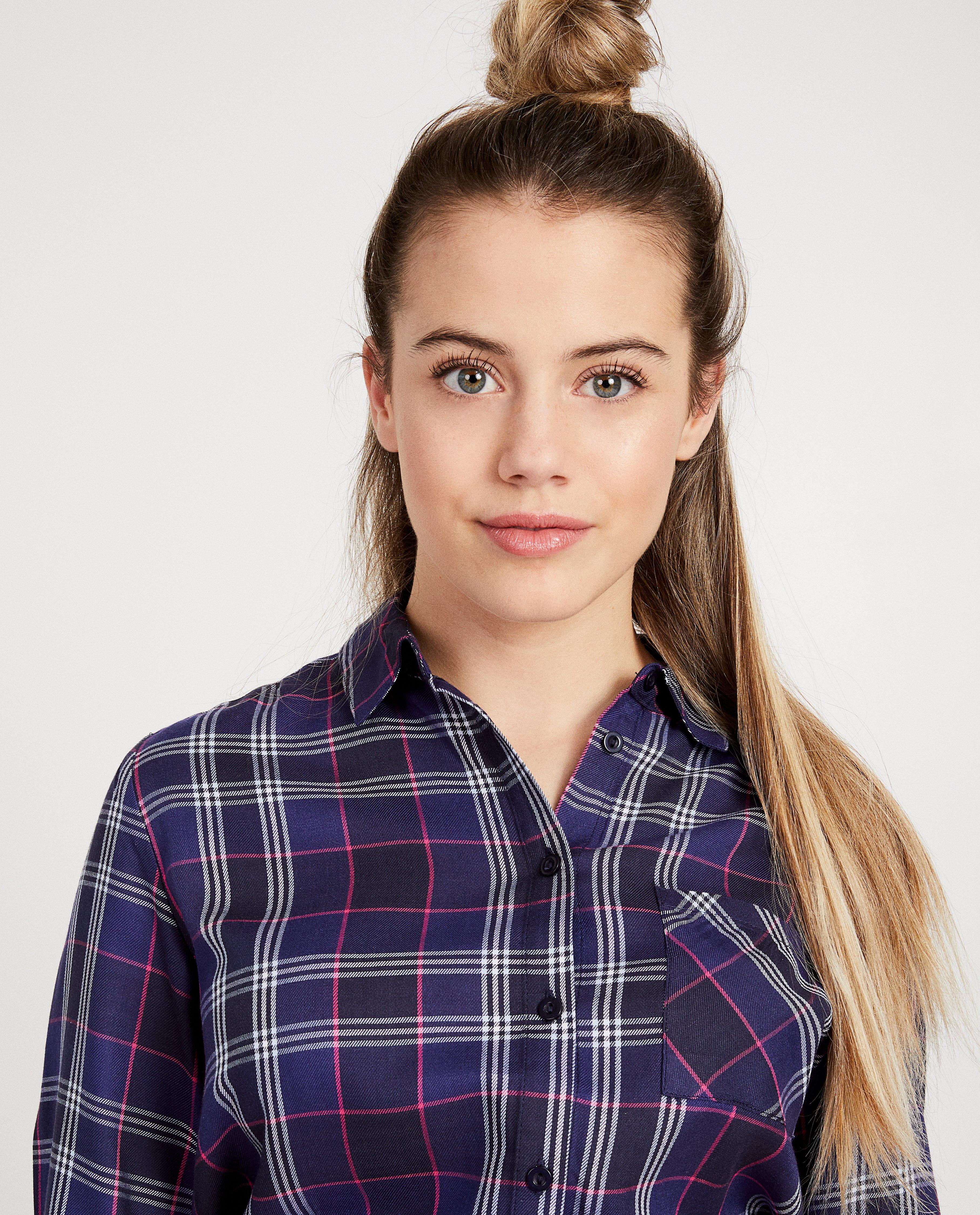 Hemden - Blauw hemd met ruitenpatroon