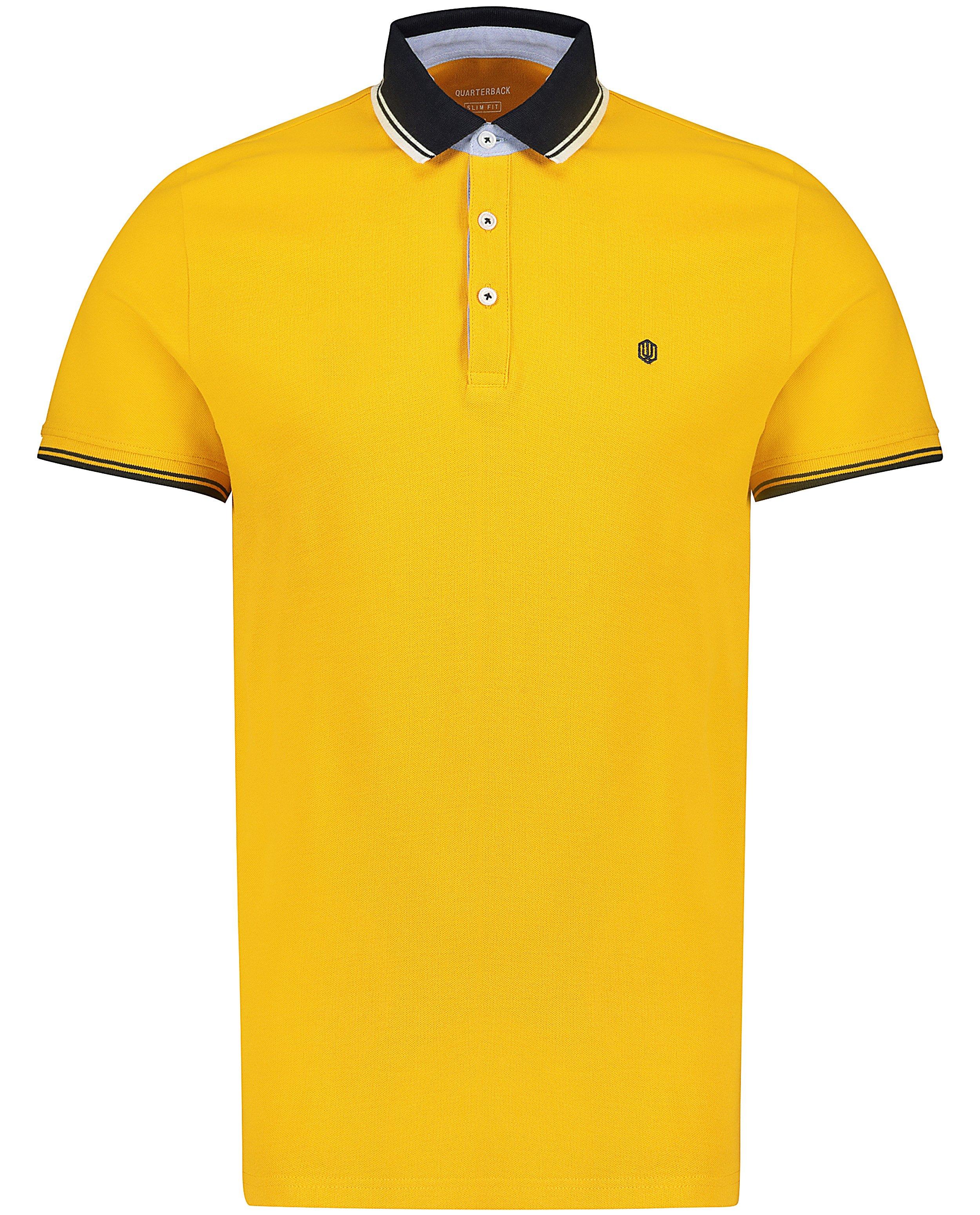 Polo ocre avec col vert - D&eacute;tails du produit - jaune fonc&eacute; - image num&eacute;ro 5