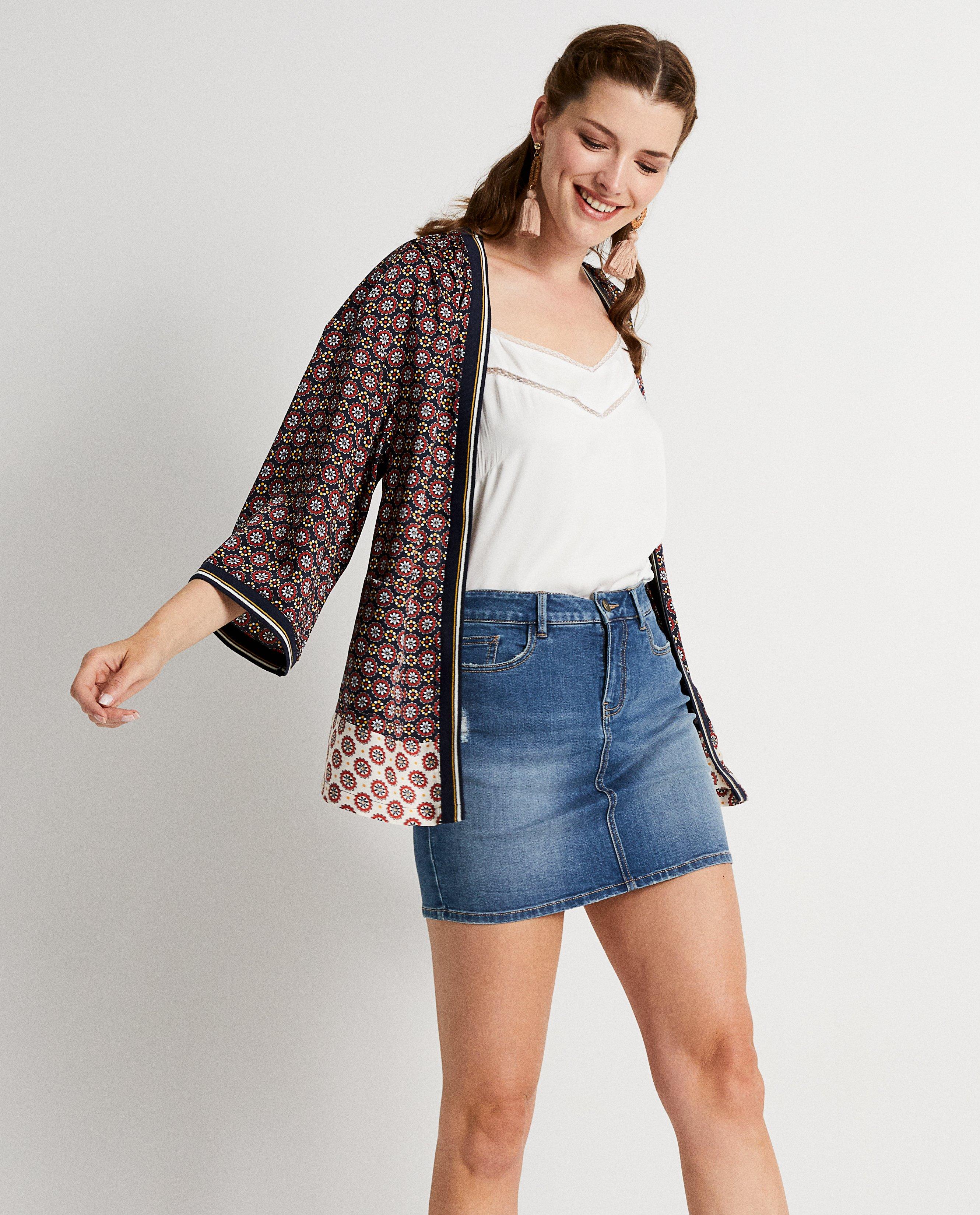 Donkerblauwe kimono met print Youh! - Product Detail - meerkleurig - afbeelding nummer 2