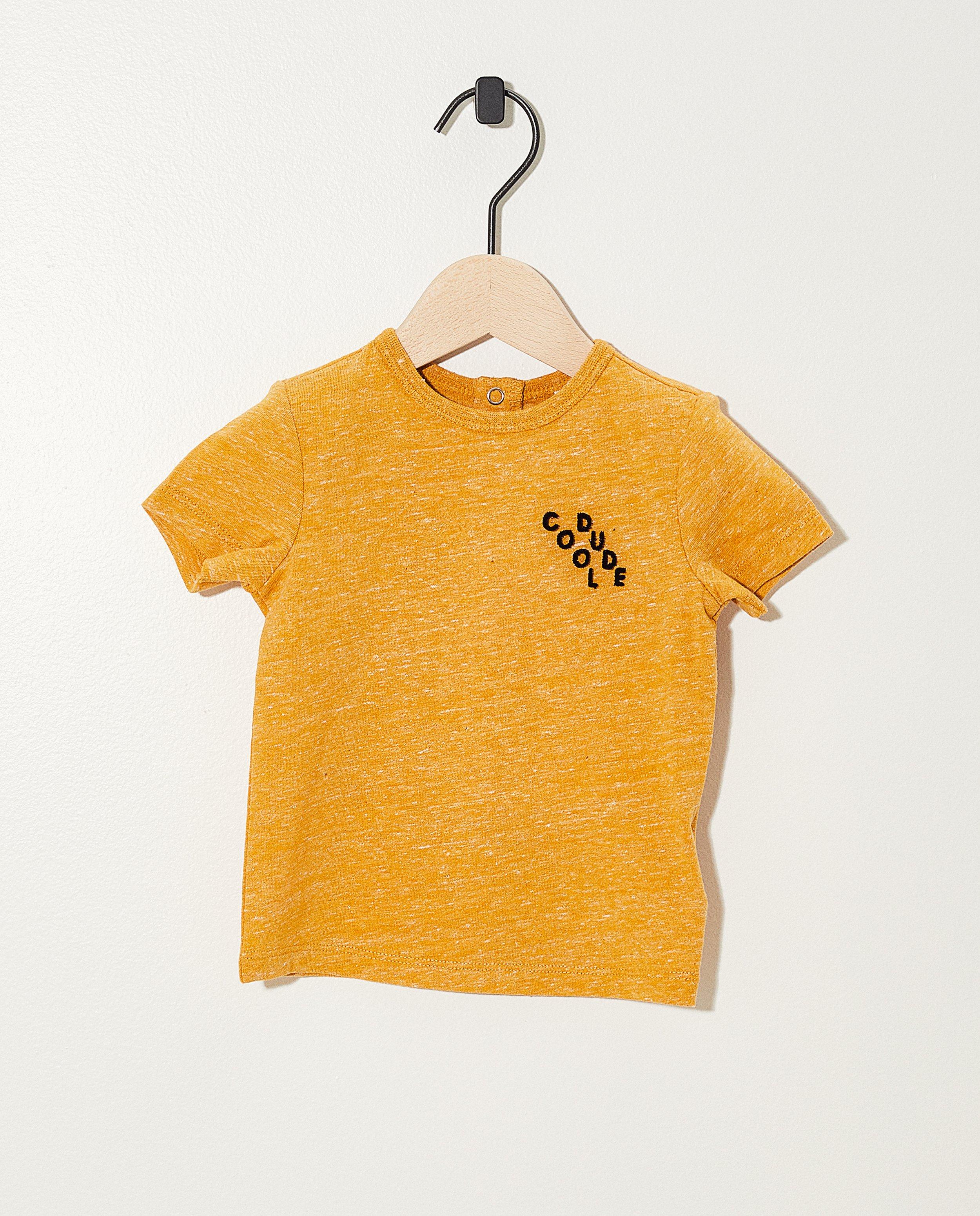 Okergeel T-shirtje met opschrift - gemêleerd - JBC