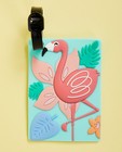 Turquoise naamlabel voor koffer - met flamingo - JBC