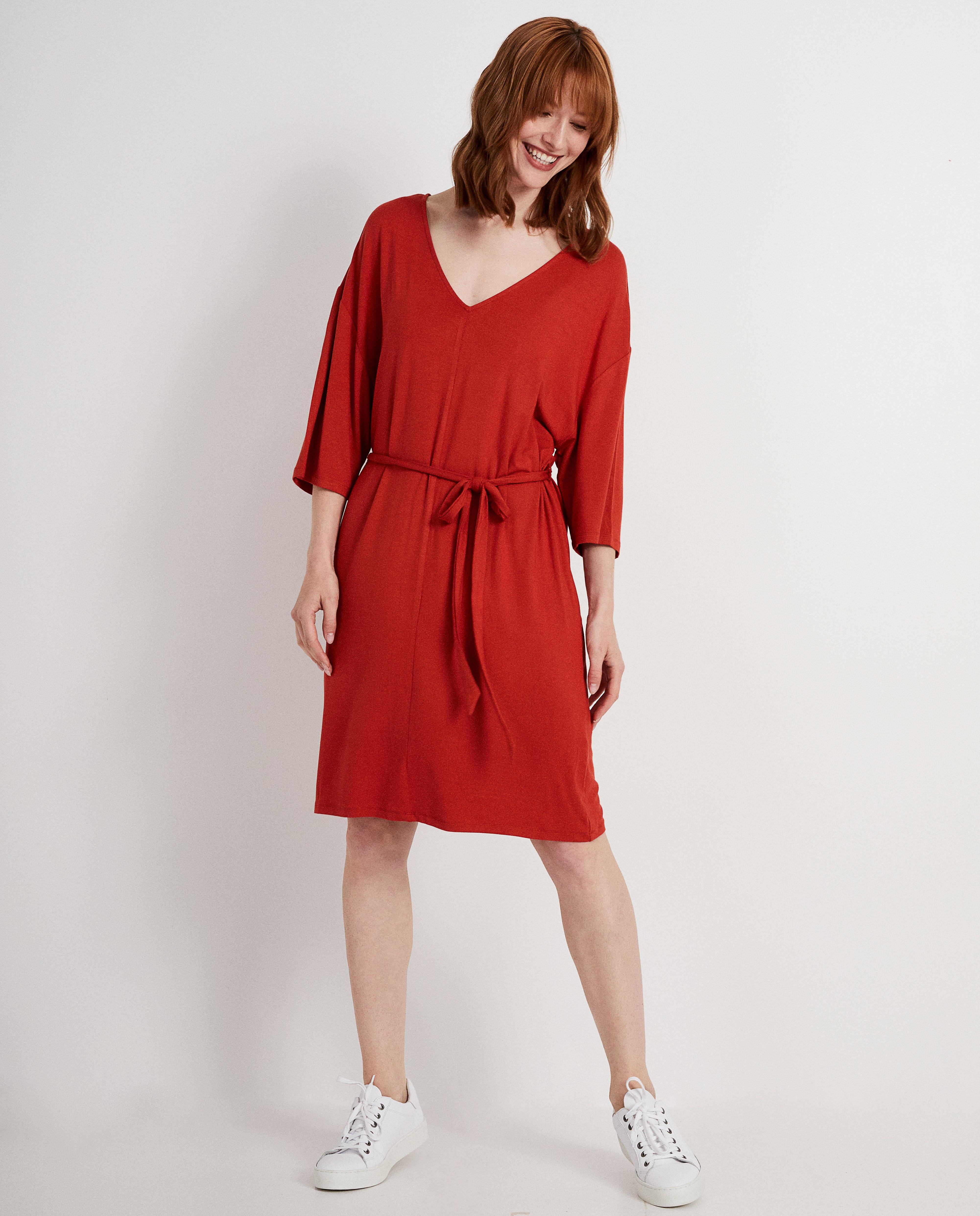 Rode jurk - van viscose - JBC
