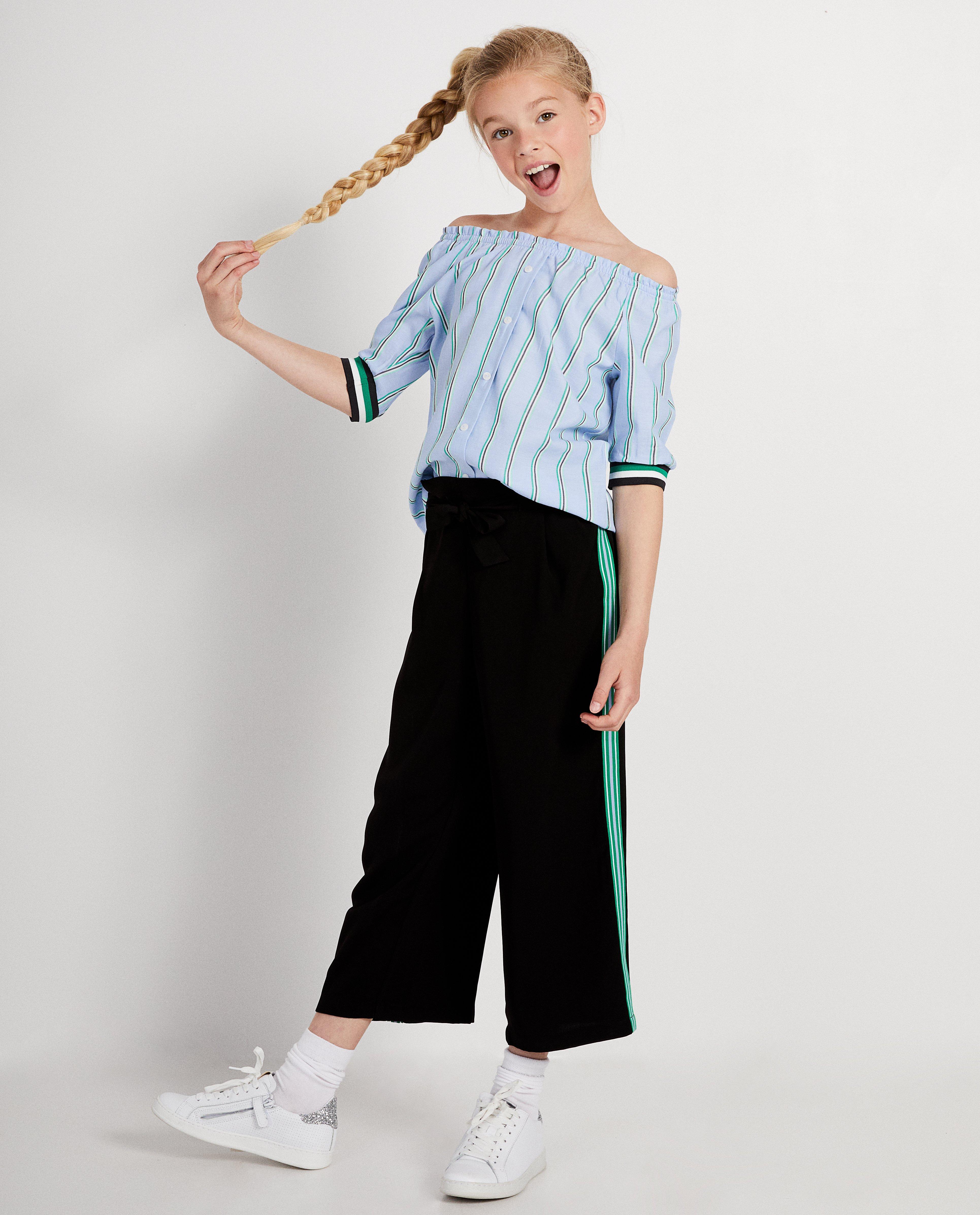 Pantalon noir, bande sportive - verte - JBC