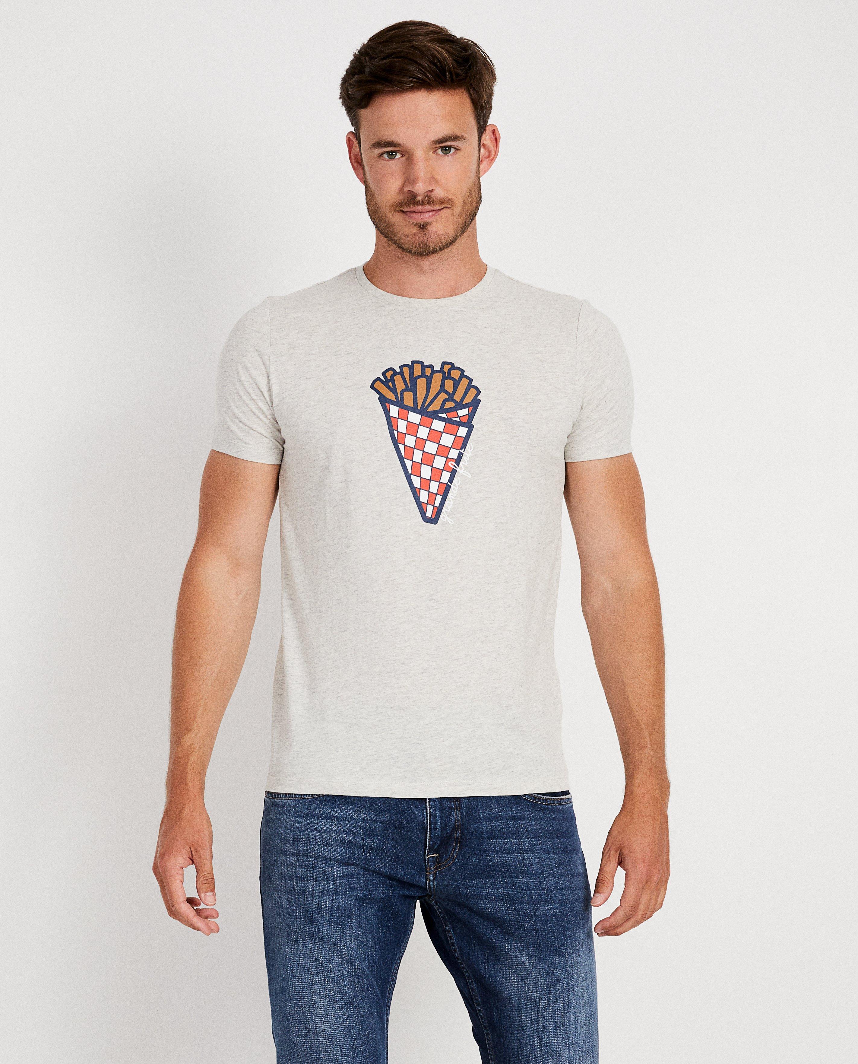 T-shirts - T-shirt gris, imprimé de frites (FR)