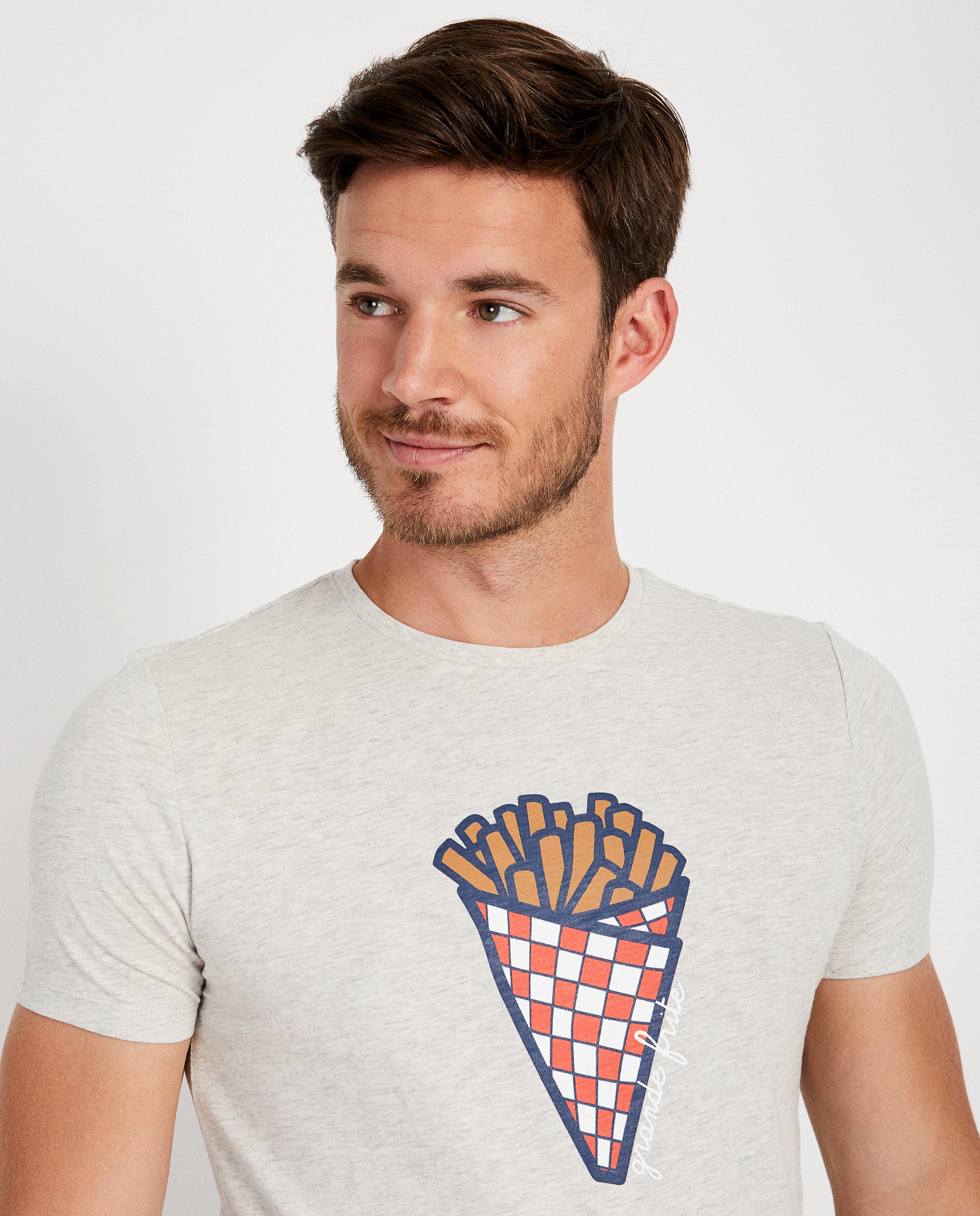 T-shirts - T-shirt gris, imprimé de frites (FR)