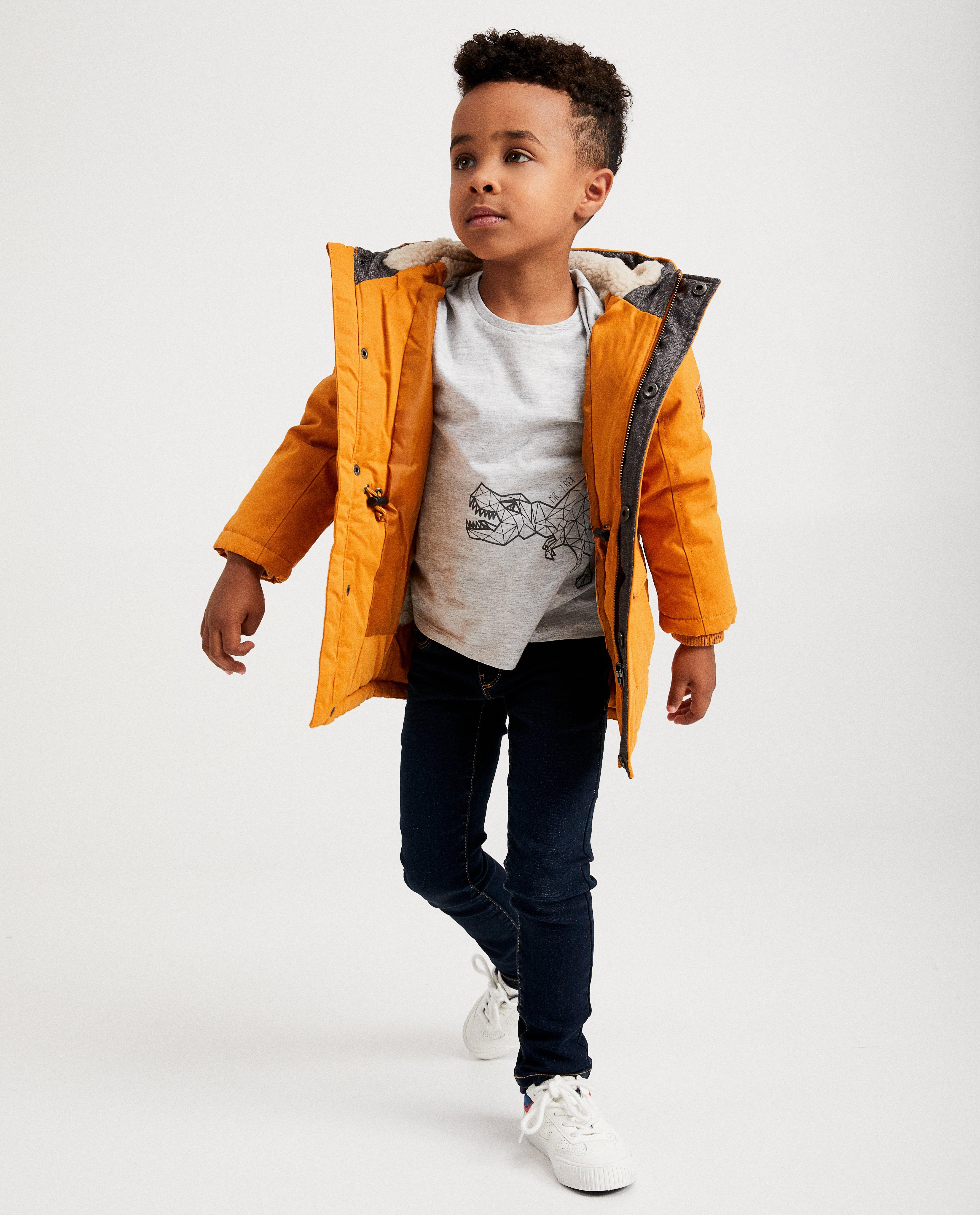 Lange oranjebruine jas - lang model - JBC