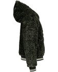 Poncho's en teddy's - Kakigroene - zwarte omkeerbare jas