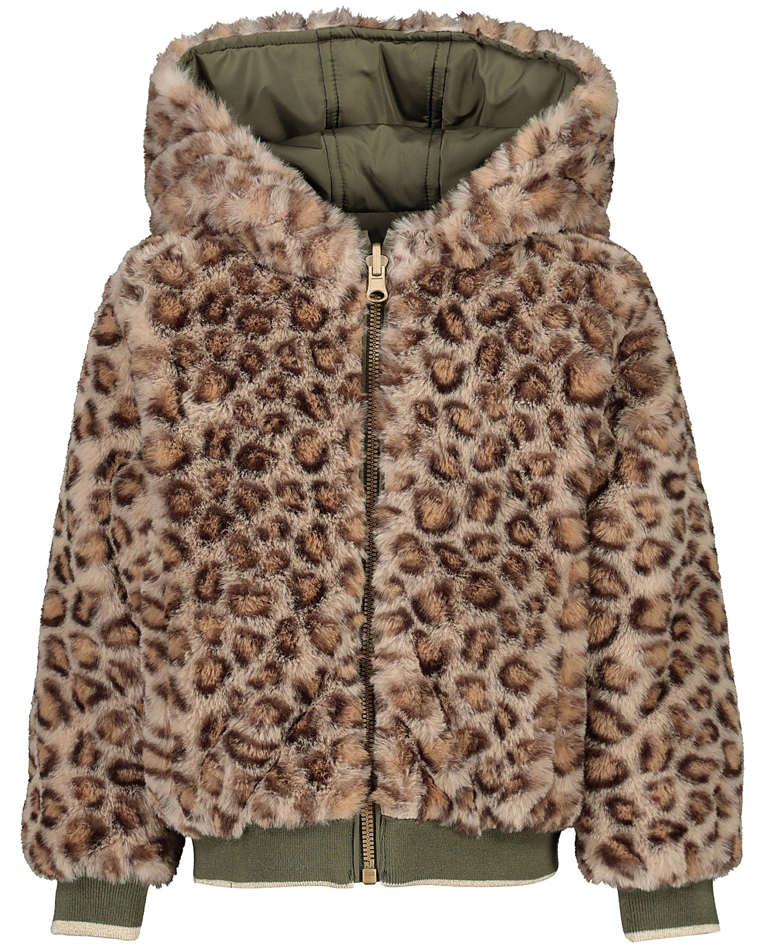 Poncho's en teddy's - Groen omkeerbaar jasje met pels