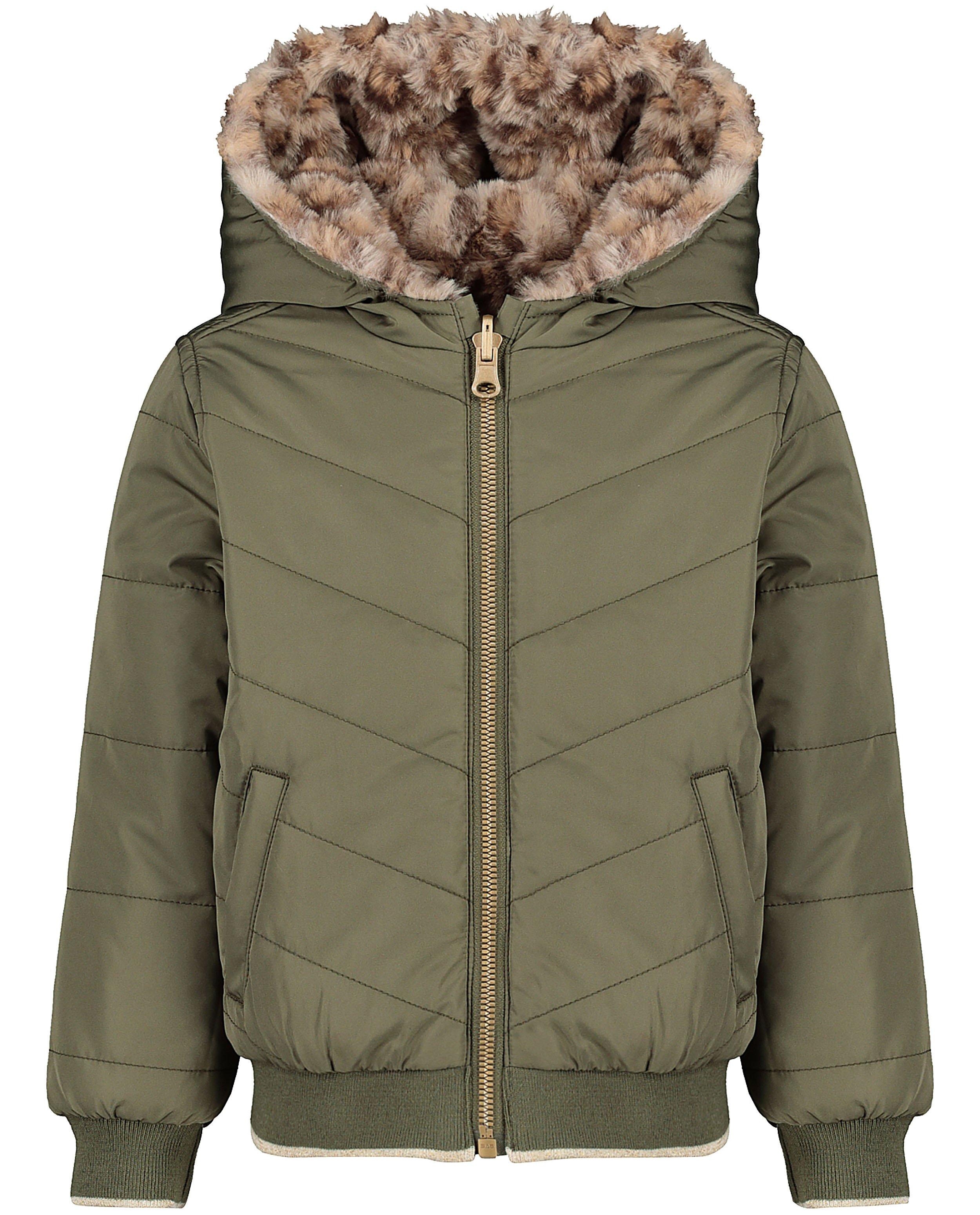 Poncho's en teddy's - Groen omkeerbaar jasje met pels