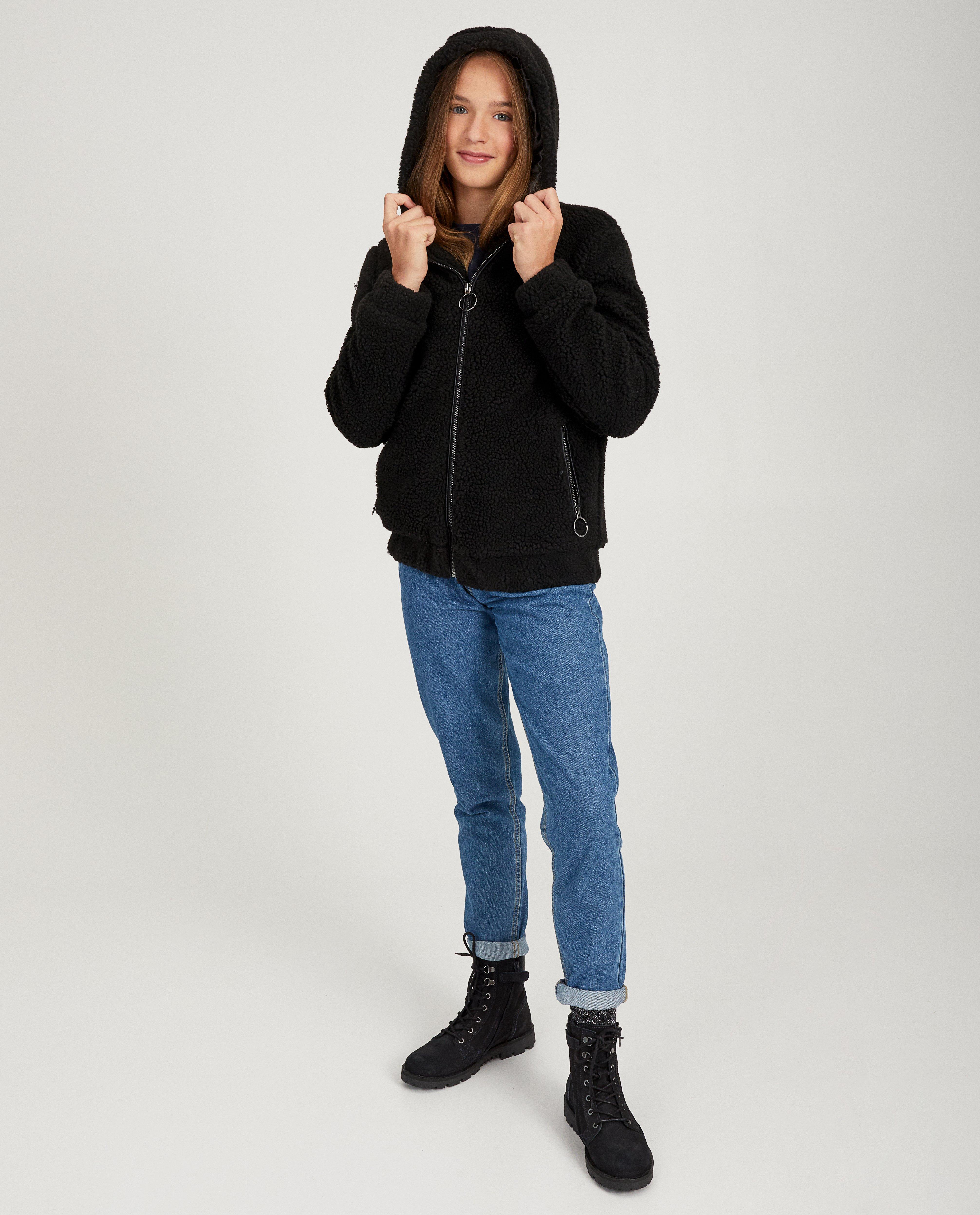 Zwart teddy-vest - met kap - JBC