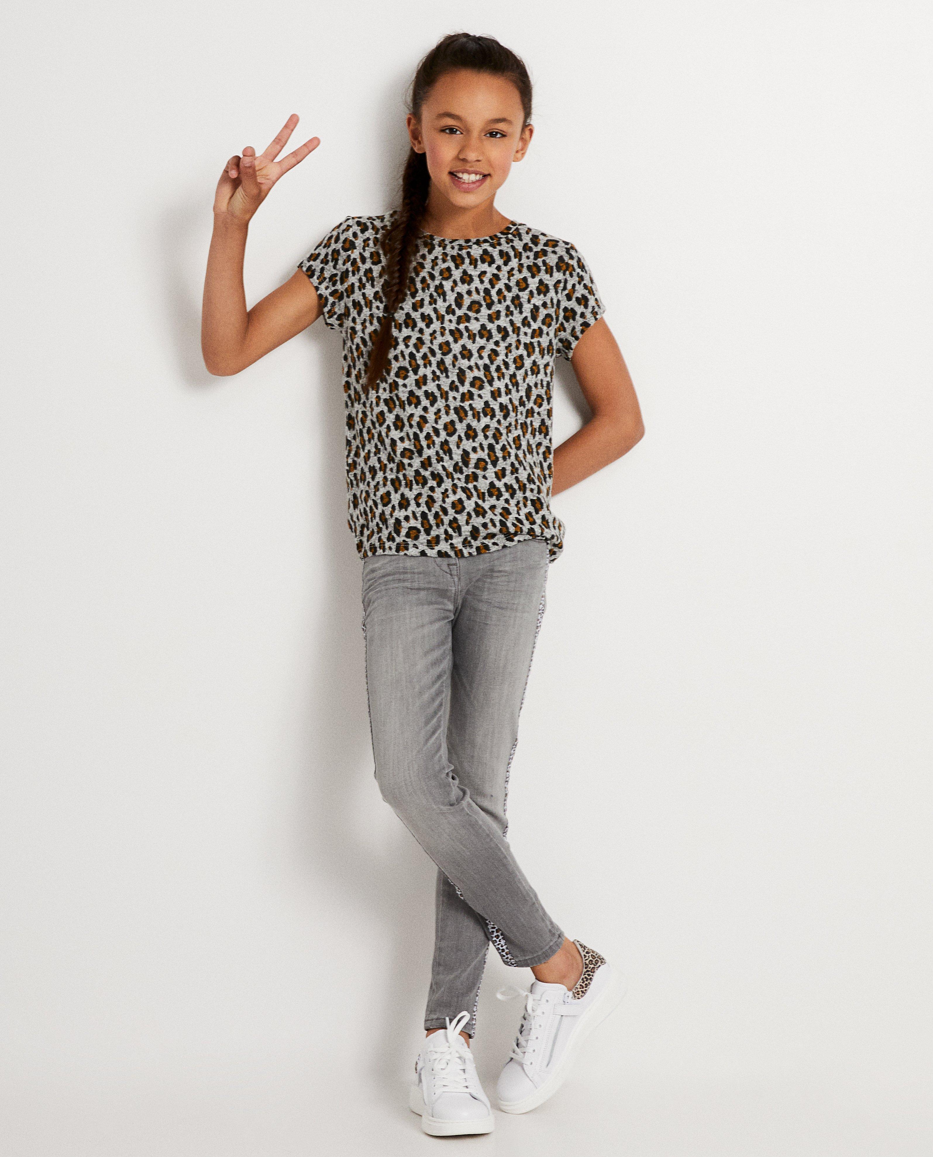 Grijs T-shirt met luipaardprint - Product Detail - meerkleurig - afbeelding nummer 1