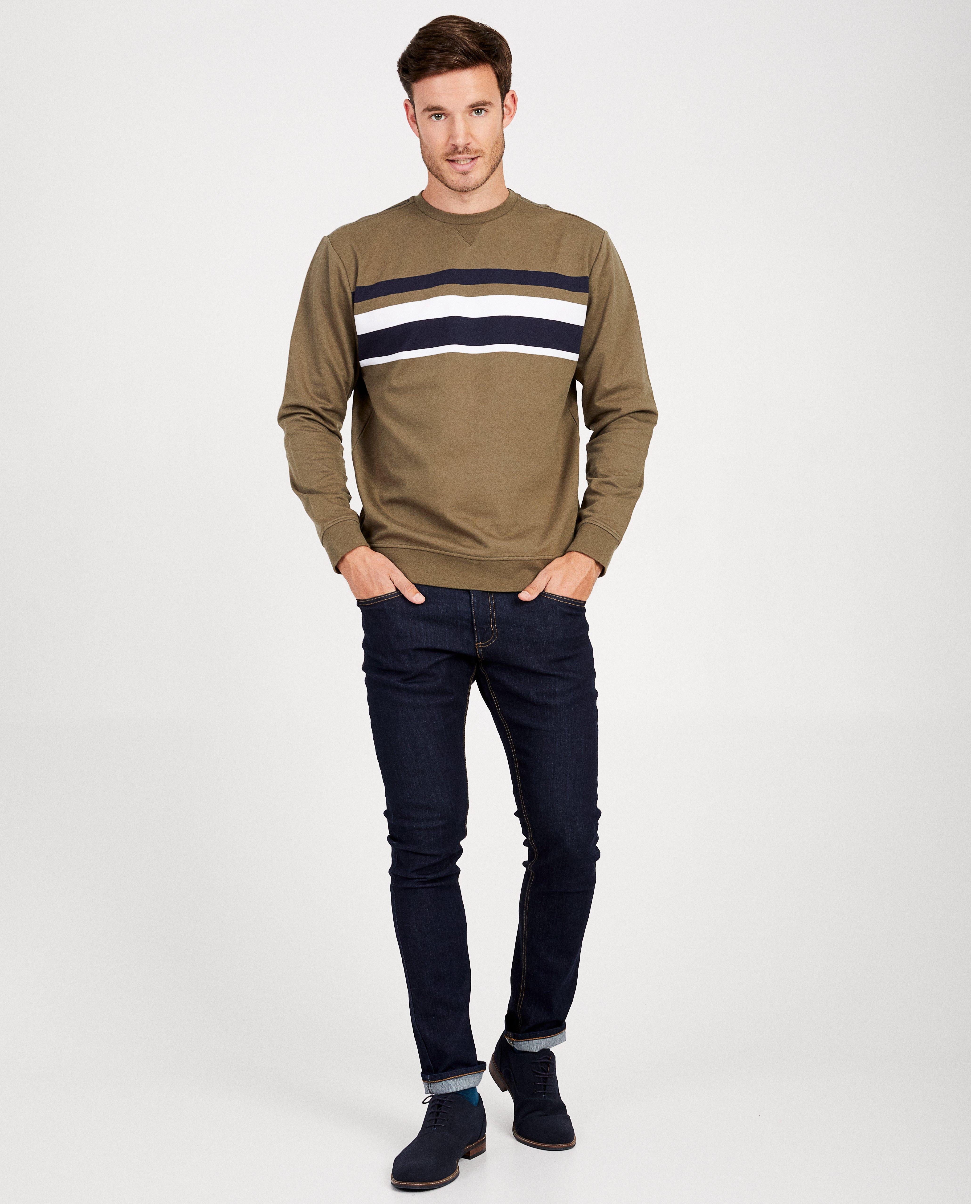 Sweat kaki rayé - color block - JBC