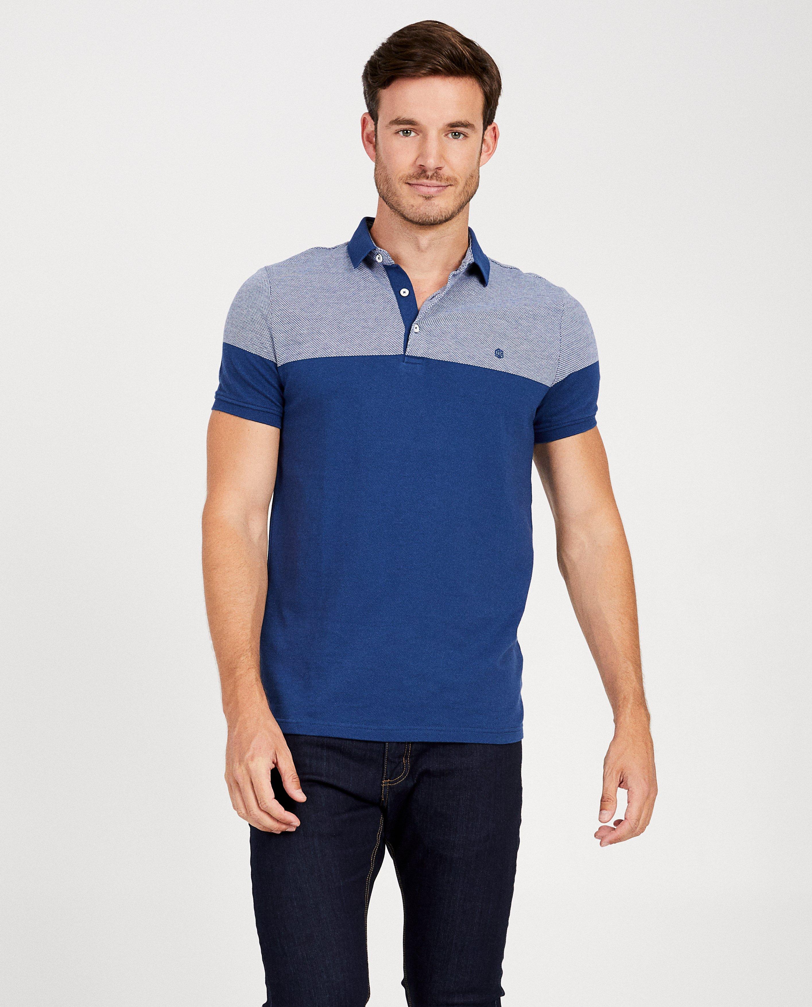 Polos - Polo bleu, imprimé blanc