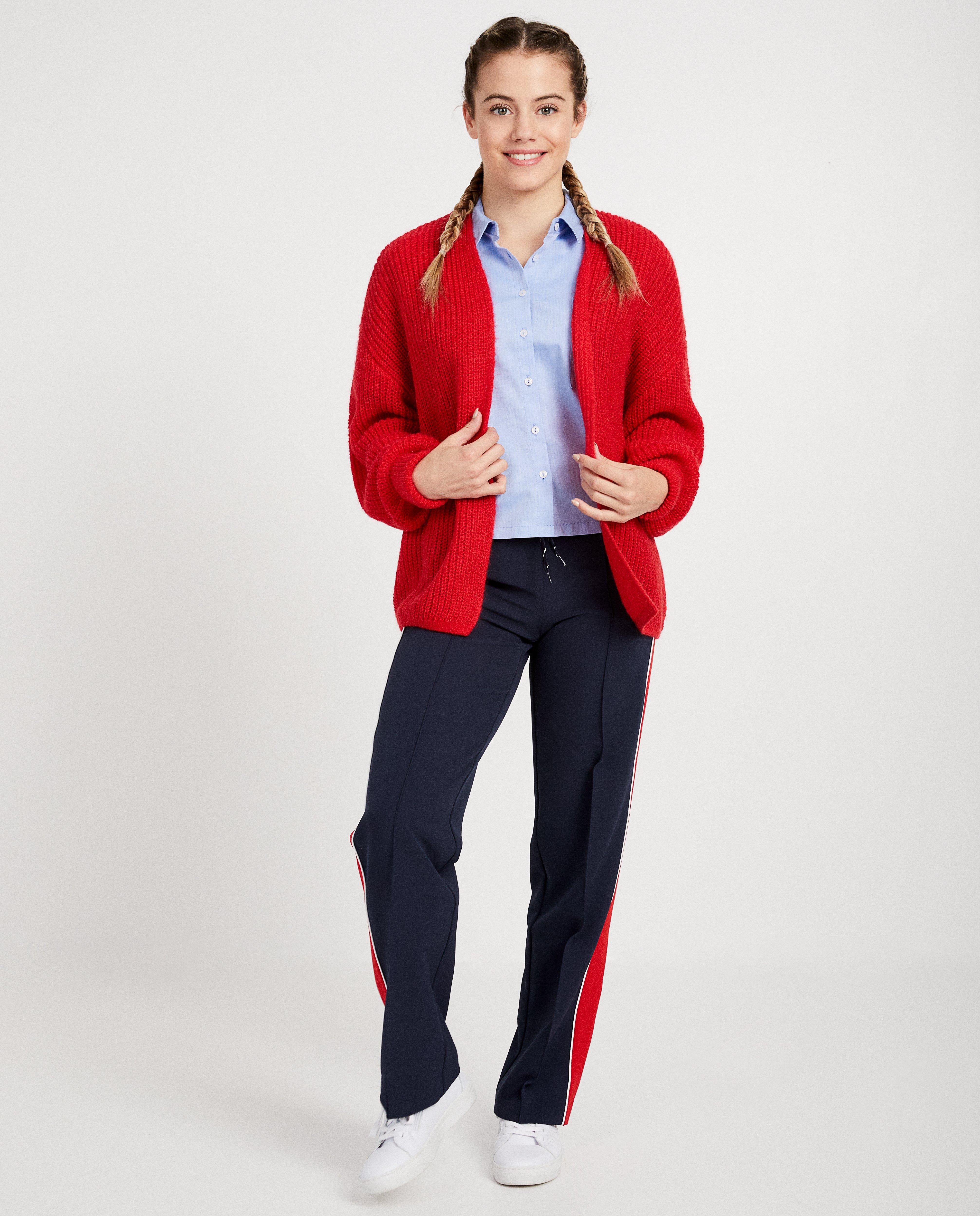 Rode cardigan van mohair - met grove brei - JBC
