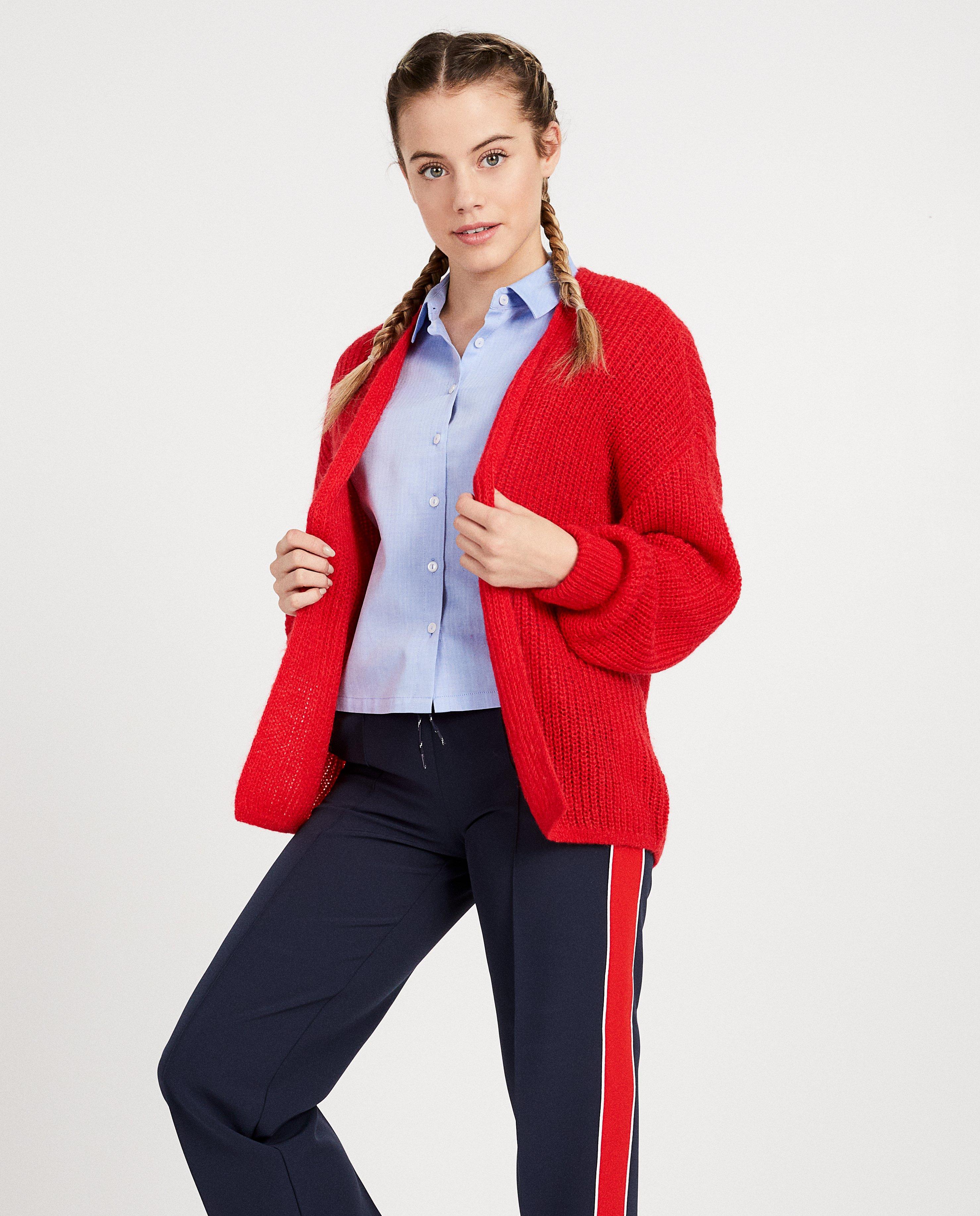 Cardigans - Rode cardigan van mohair