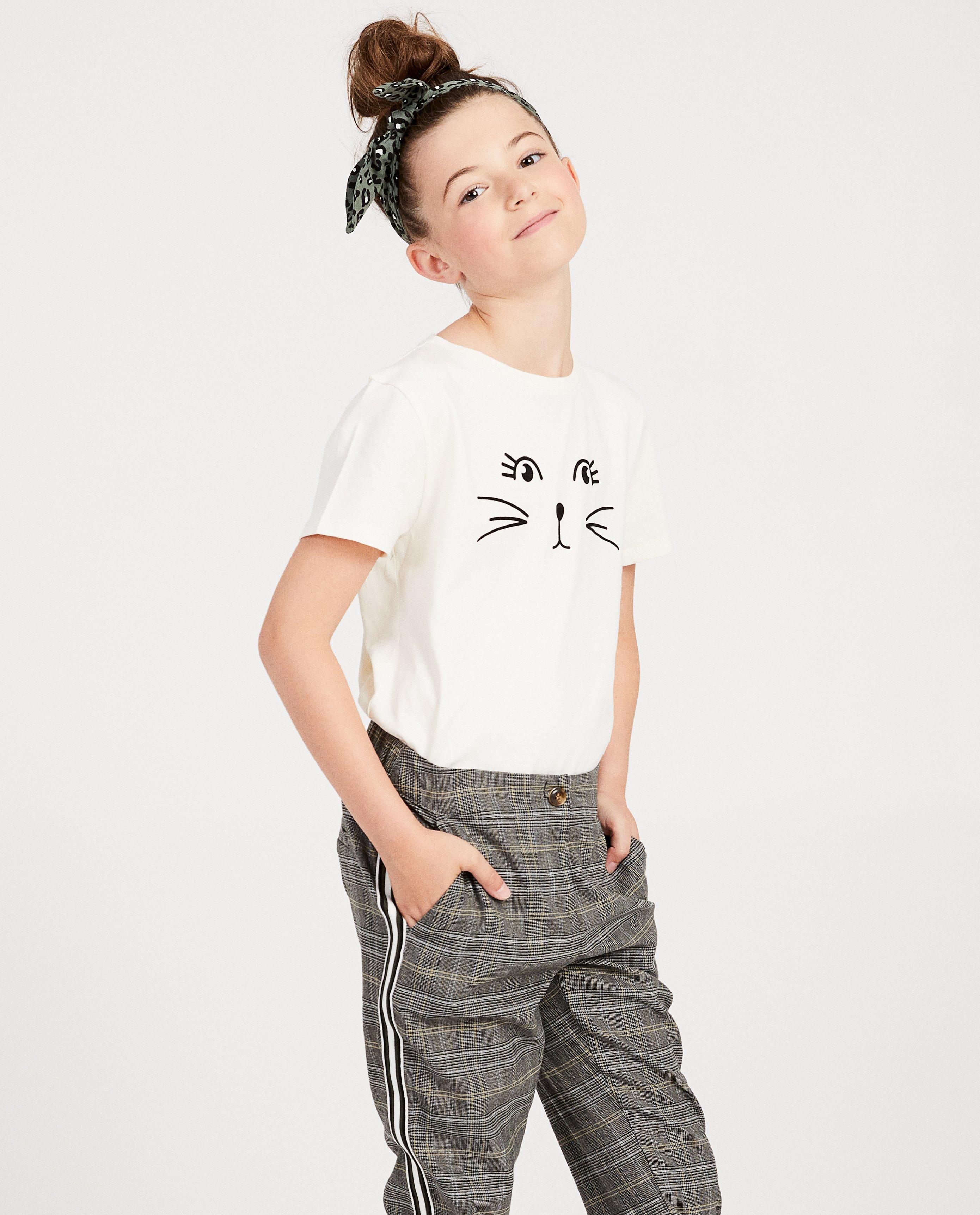 T-shirts - Wit T-shirt met katprint