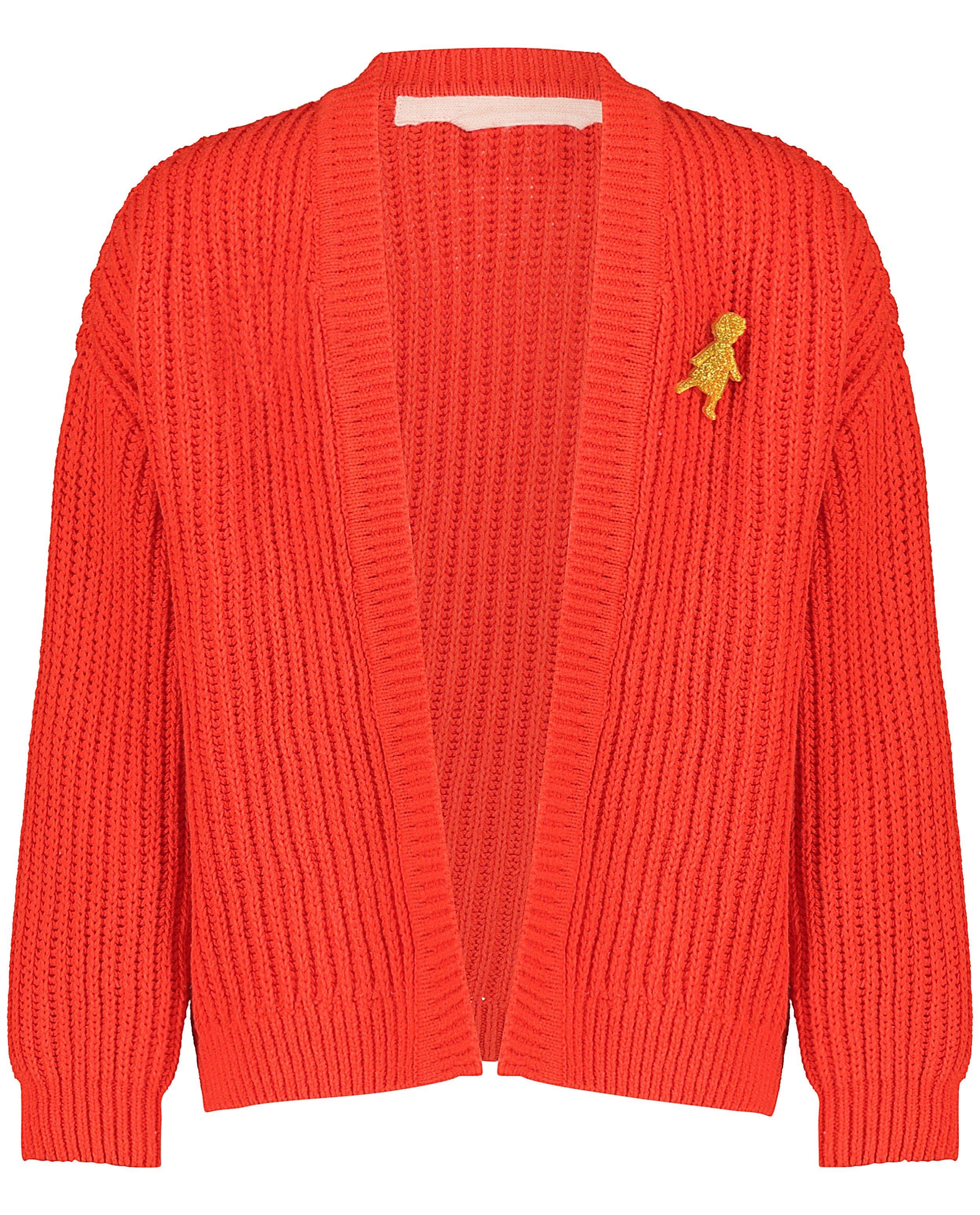 Cardigans - Oranje cardigan met broche Heidi