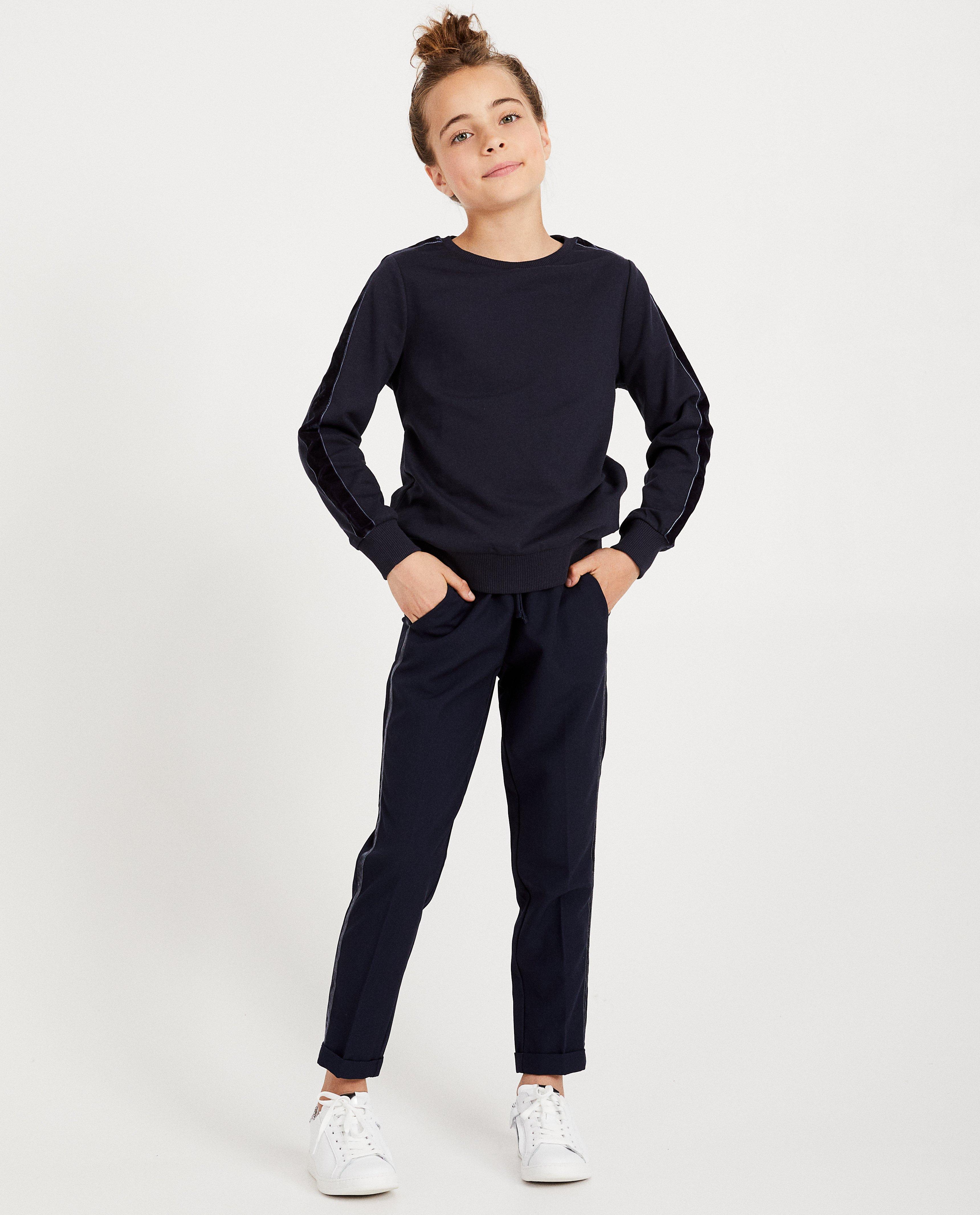 Sweat bleu marine avec du velours - aux manches - JBC