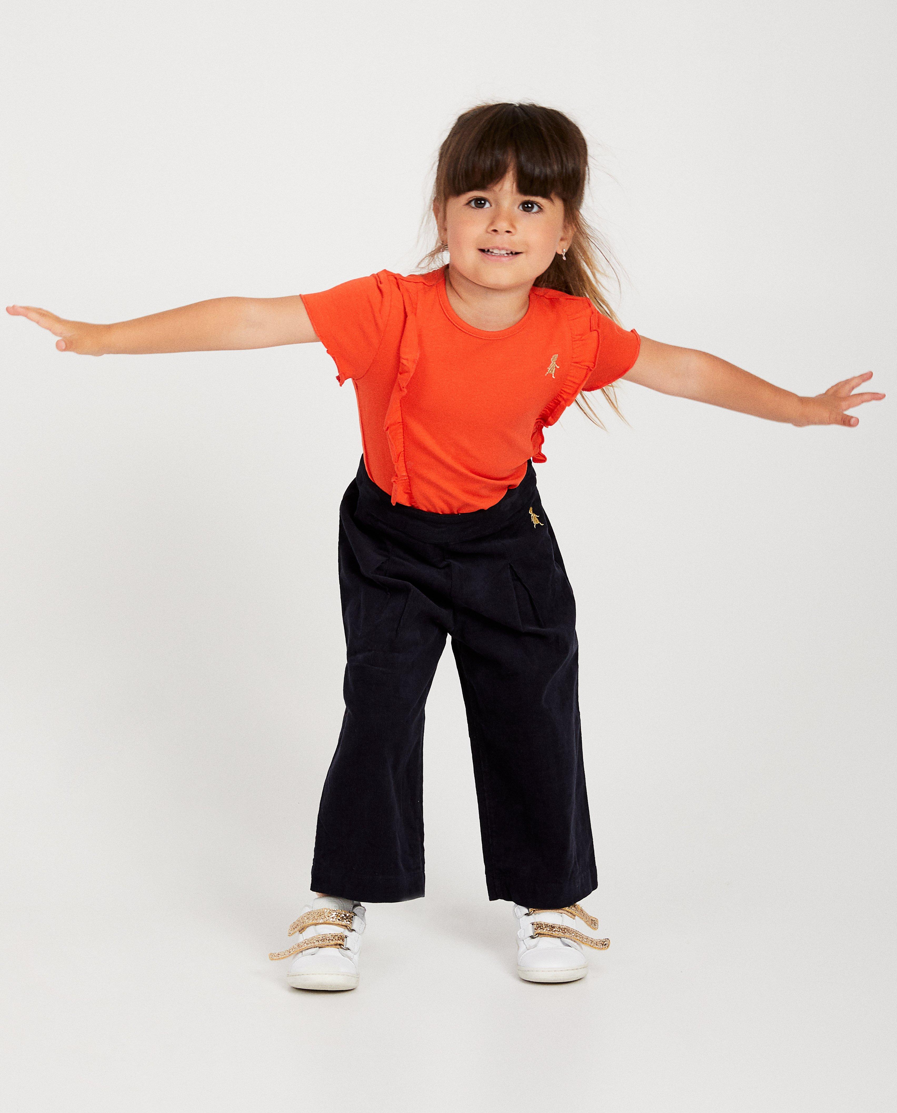 Koraalrood shirt met ruches Heidi - verticaal - Heidi